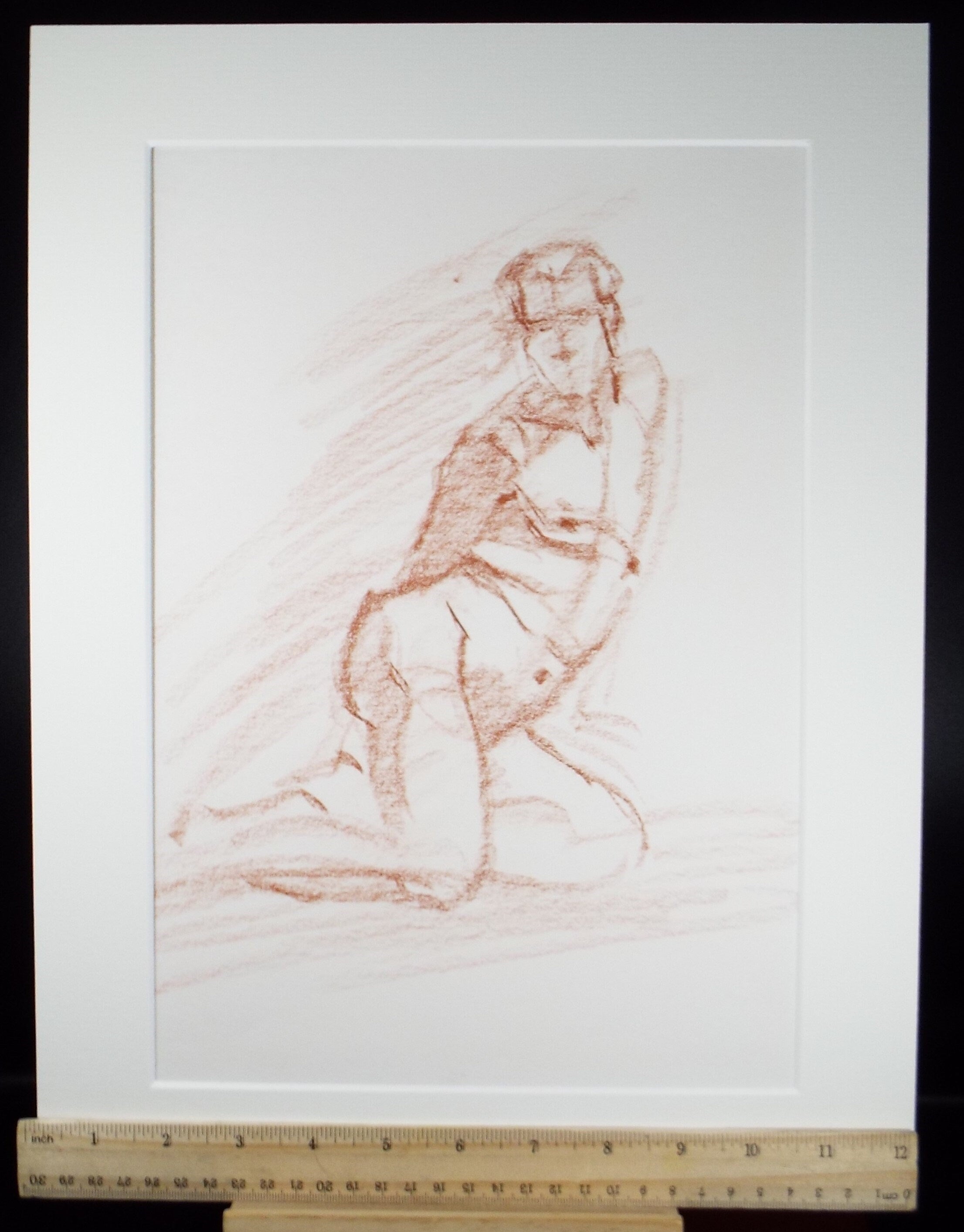 Original Pastel Sketch,'Kneeling Figure',Richard Bazley b1962, Circa 1980's
