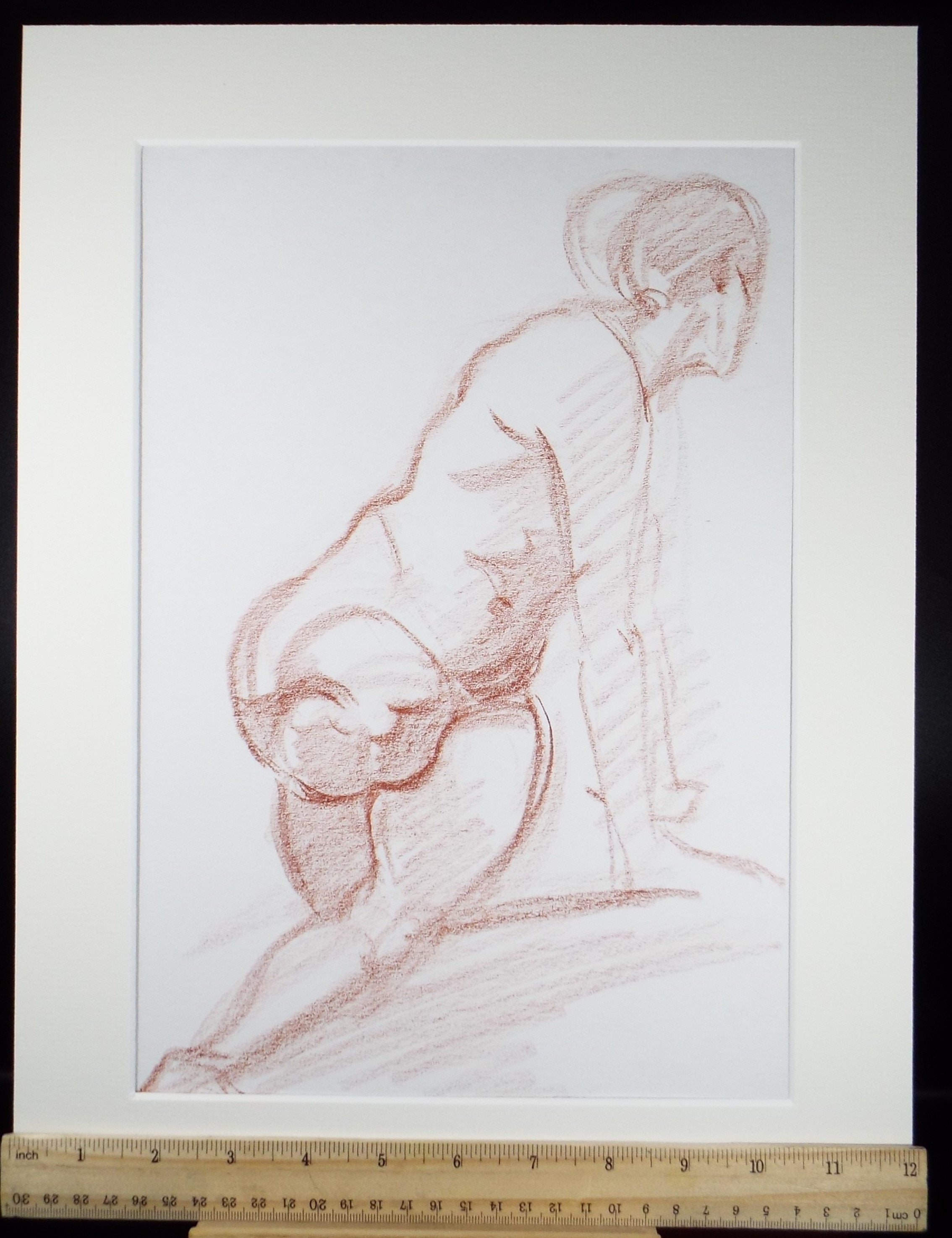 Original Pastel Sketch,'Crouching Figures',Richard Bazley b1962, Circa 1980's