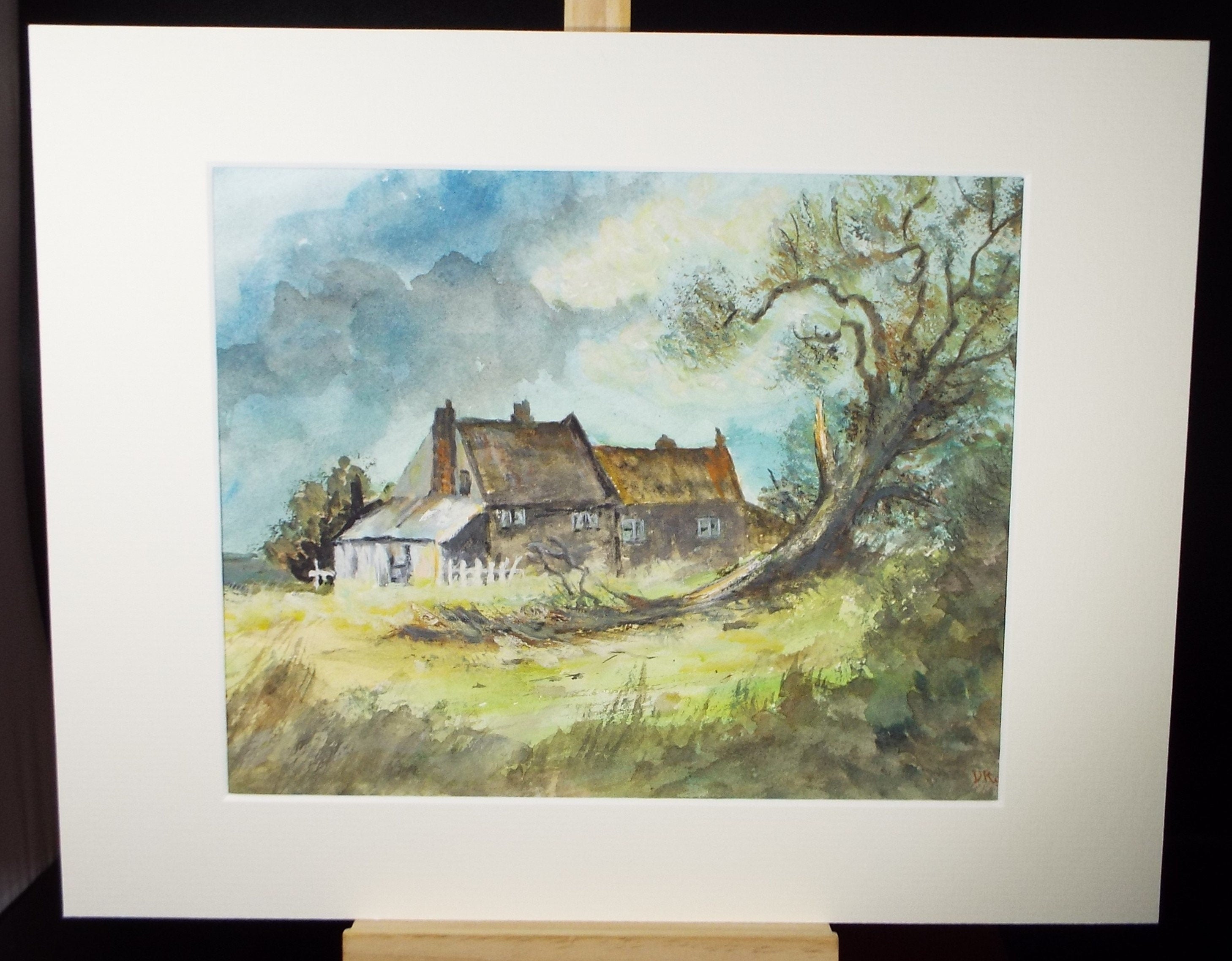 Original Watercolour, 'Cottages in a Landscape', c1950's, Artist Unknown