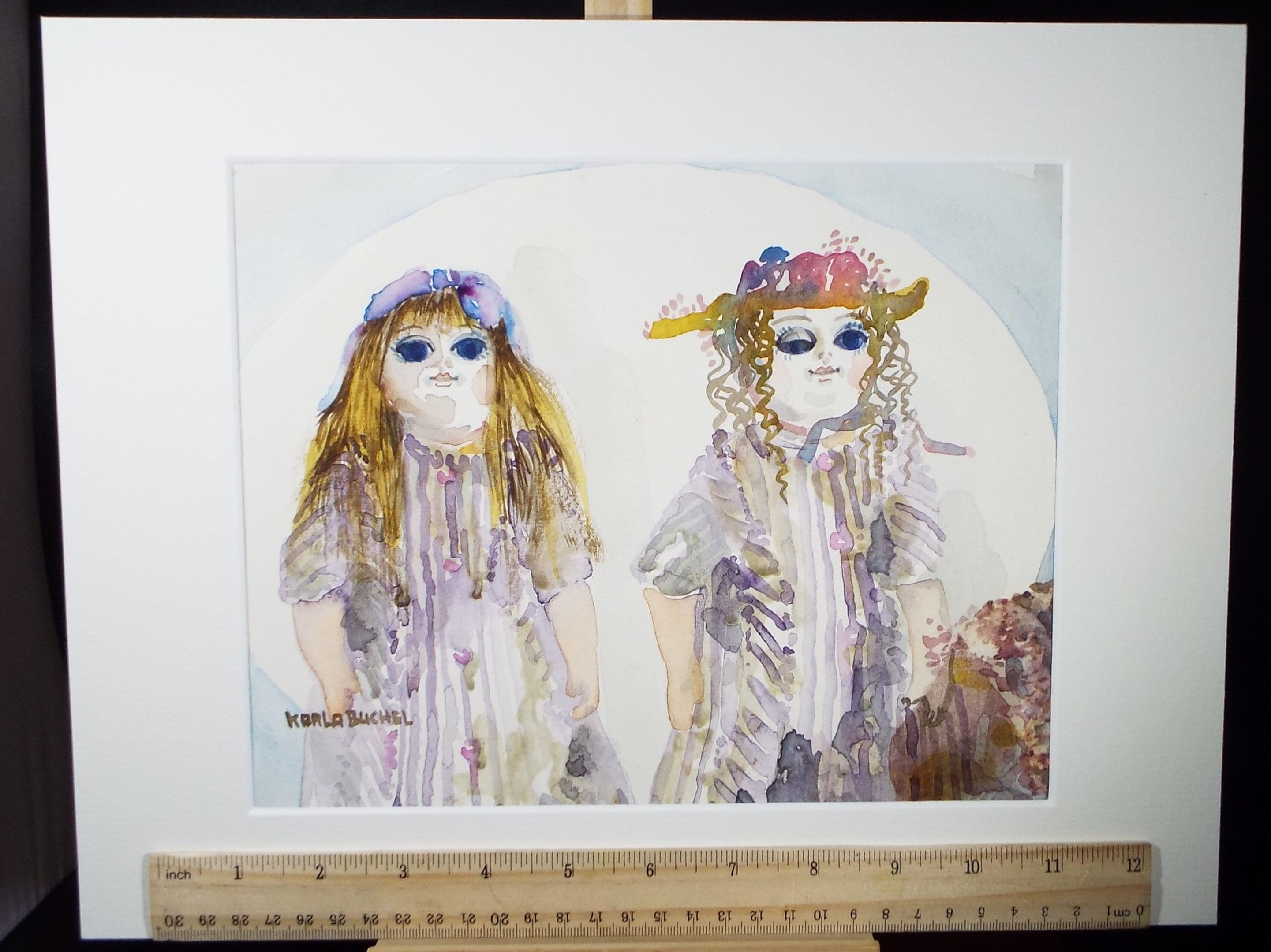 Original Watercolour, 'A Study of Dolls', c1990s, Karla Buchel (b1933), Dutch School