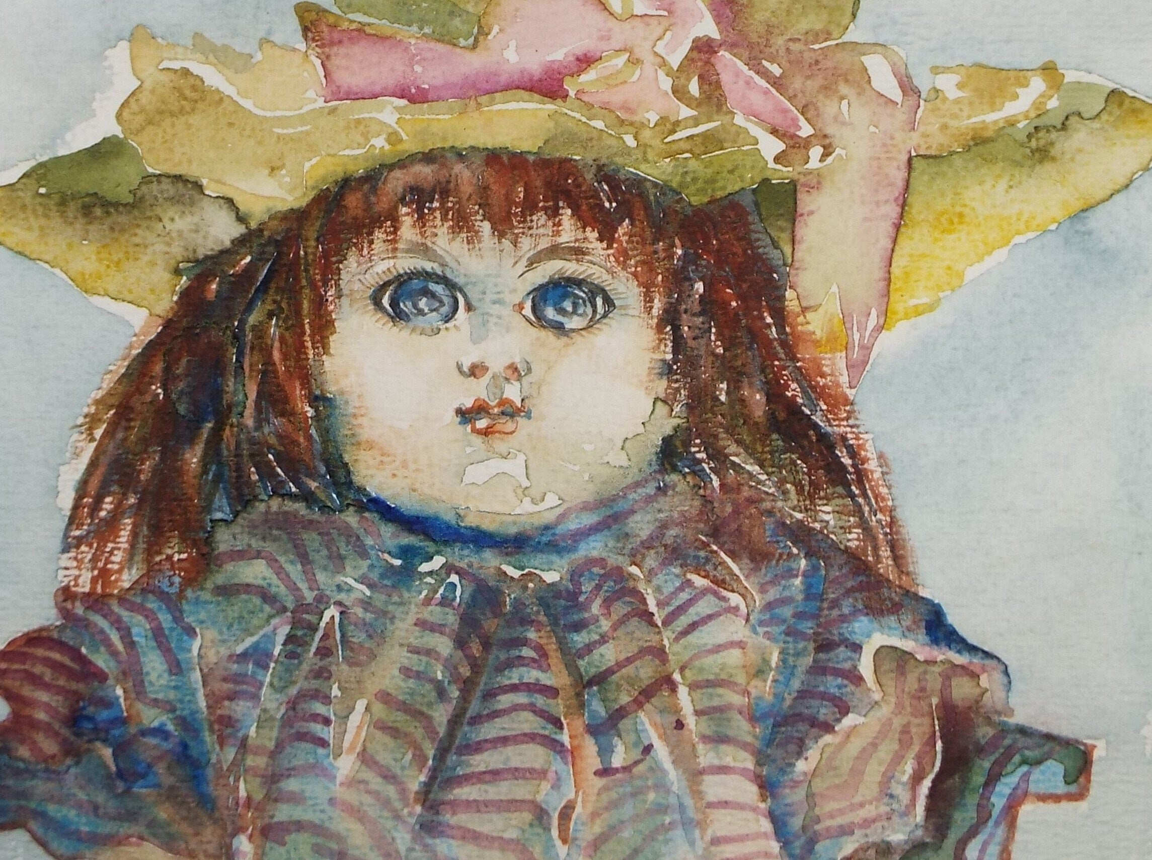 Original Watercolour, 'A Doll Study', c1990s, Karla Buchel (b1933), Dutch School