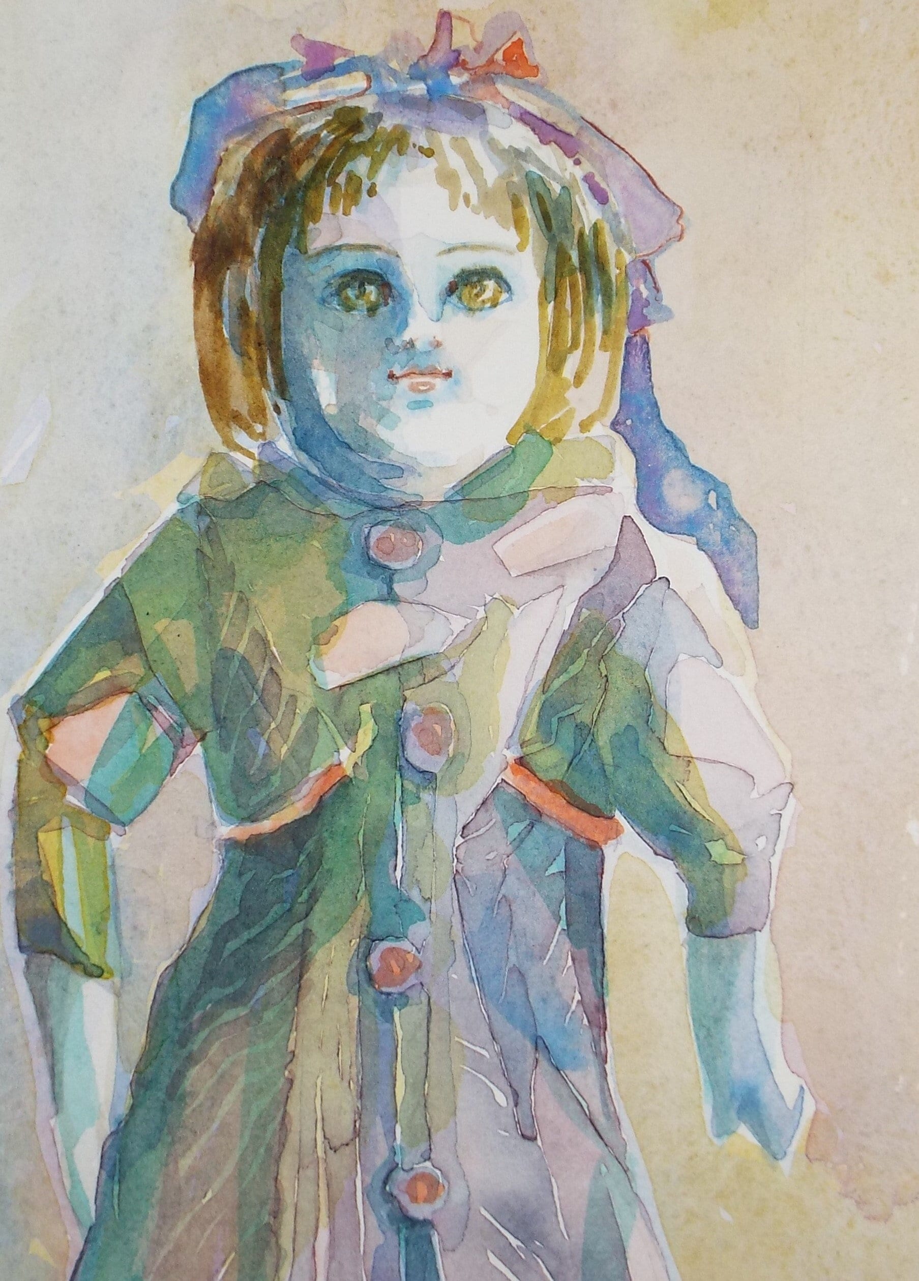 Original Watercolour, 'A Doll Study', c1990s, Karla Buchel (b1933), Dutch School