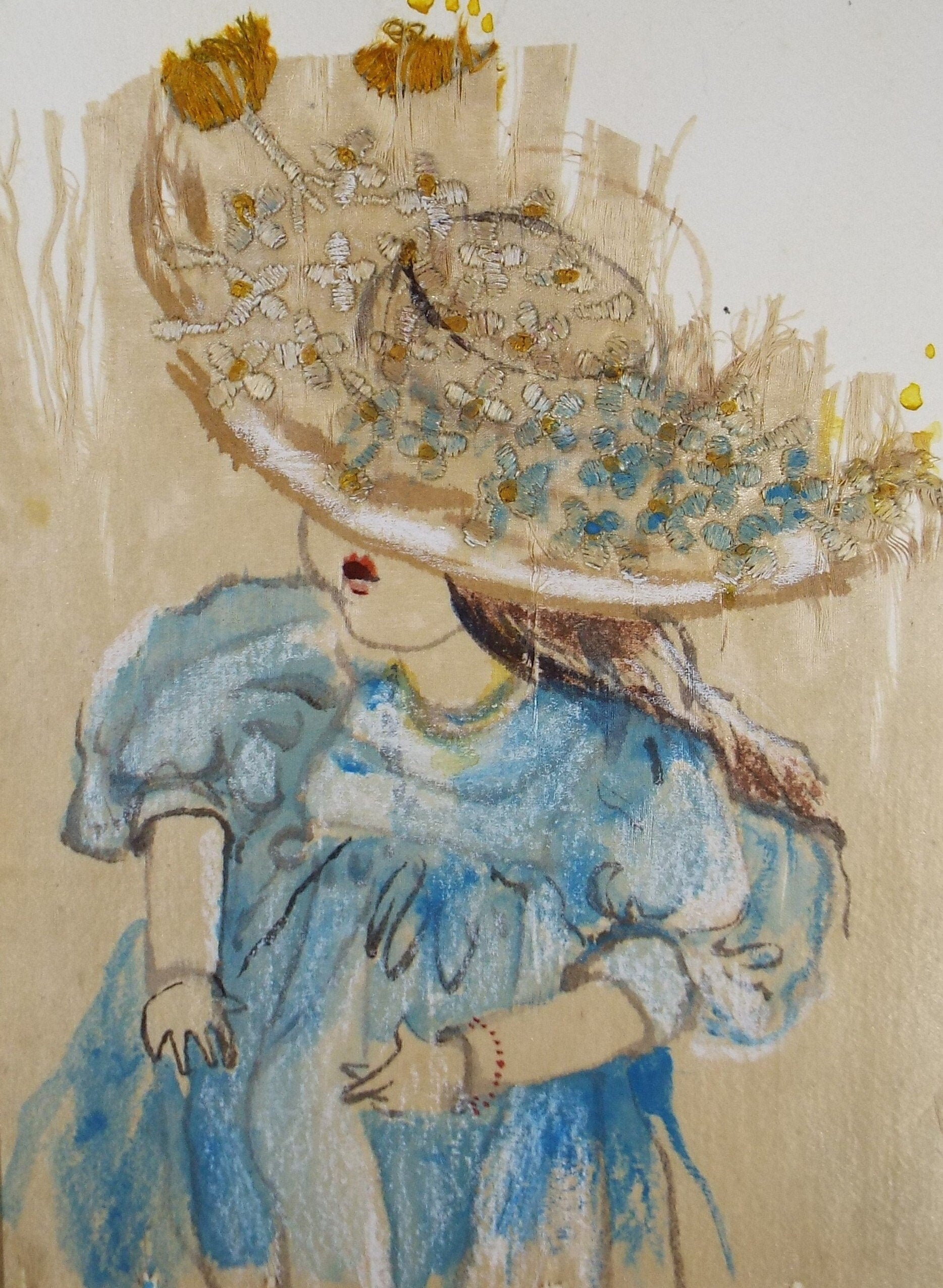 Original Watercolour & Collage, 'A Doll Study', c1990s, Karla Buchel (b1933), Dutch School