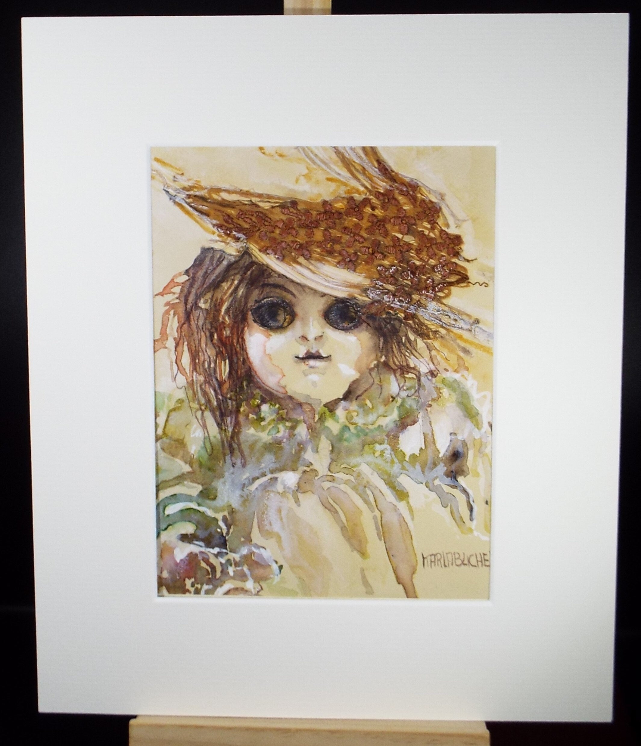 Original Watercolour & Collage, 'A Doll Study', c1990s, Karla Buchel (b1933), Dutch School