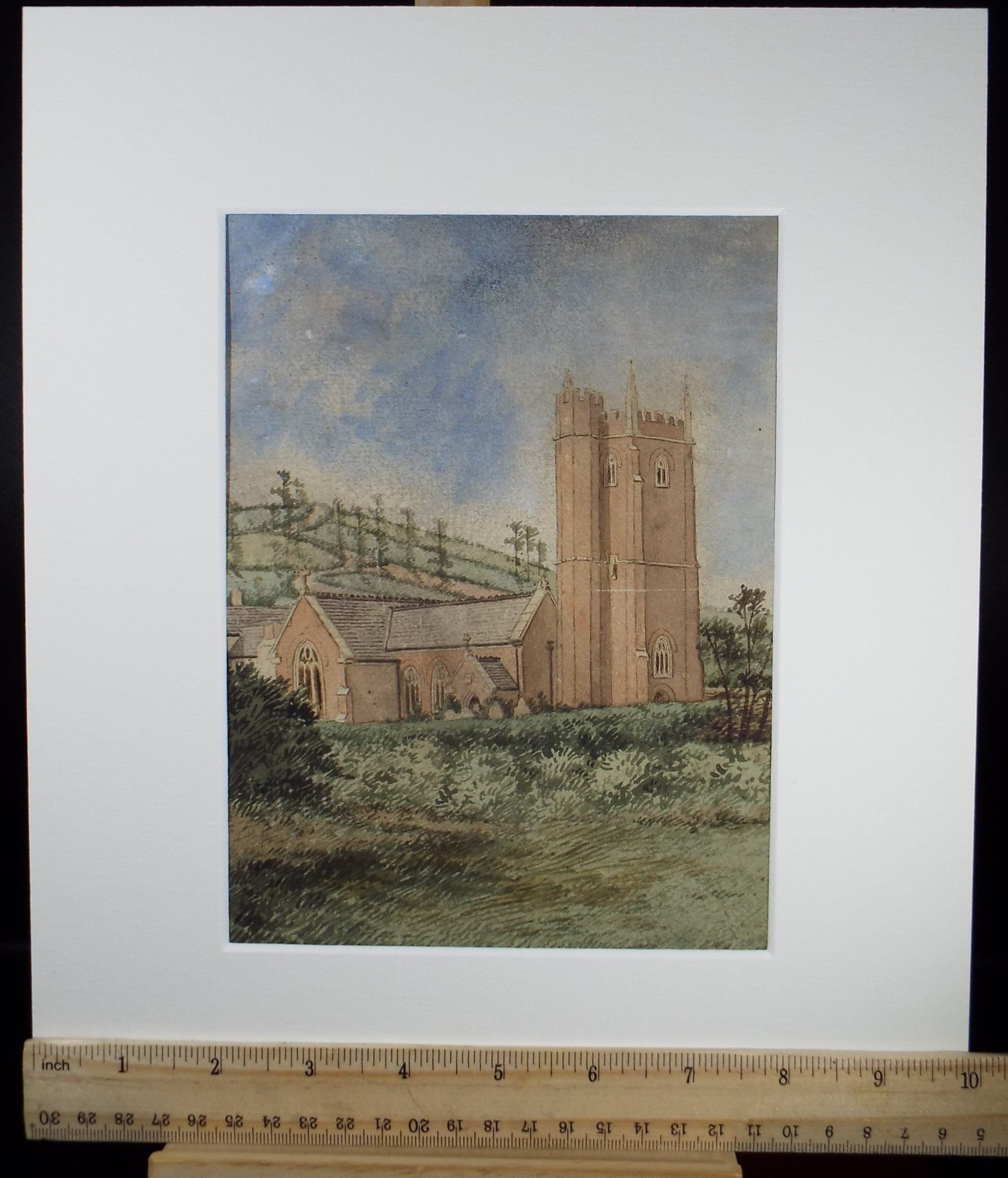 Original Watercolour Sketch, 'Church Study', c1930, Unknown Artist