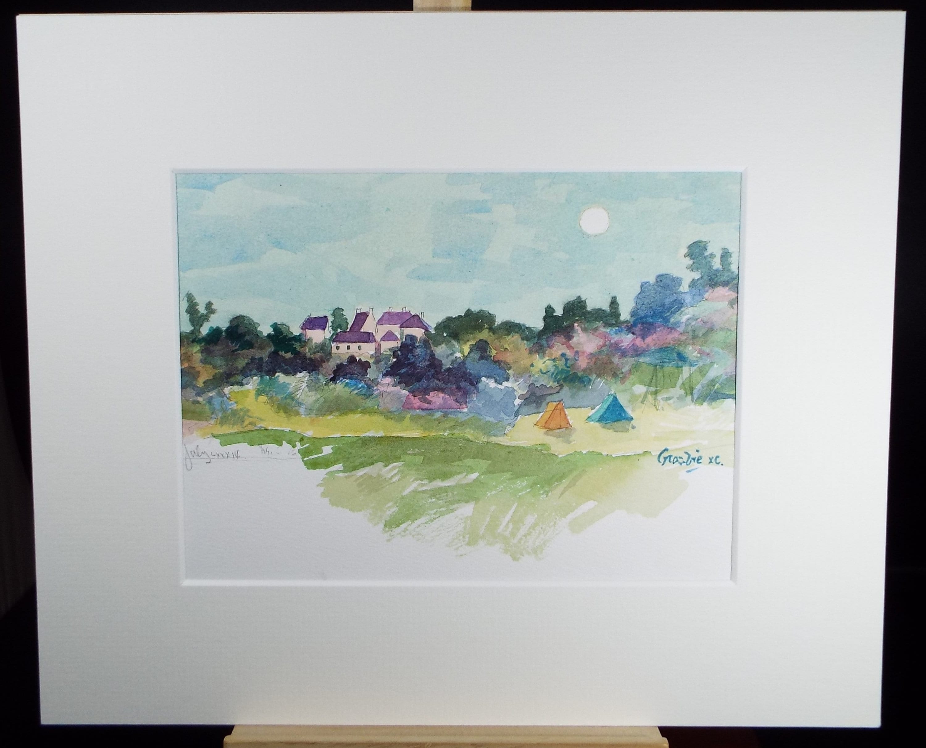 Original Watercolour on paper, 'Camping in the French Countryside', William Crosbie RSA, RGI (1915-1999)