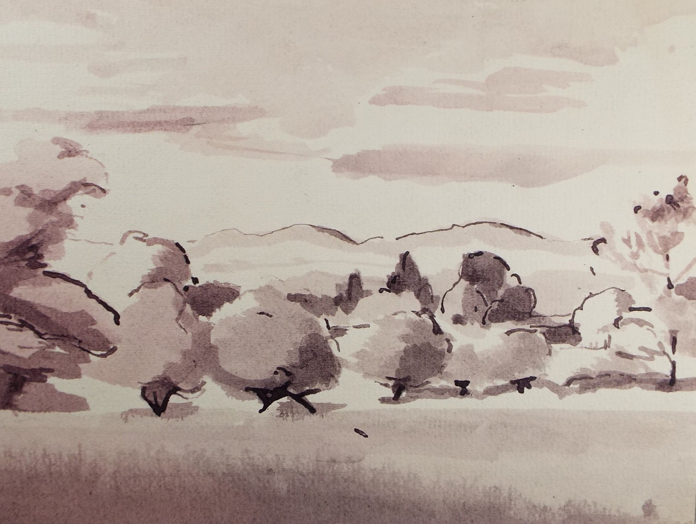 Original Watercolour,'Park Landscape', circa 1990, Mariota Bosanquet (1923-2022)