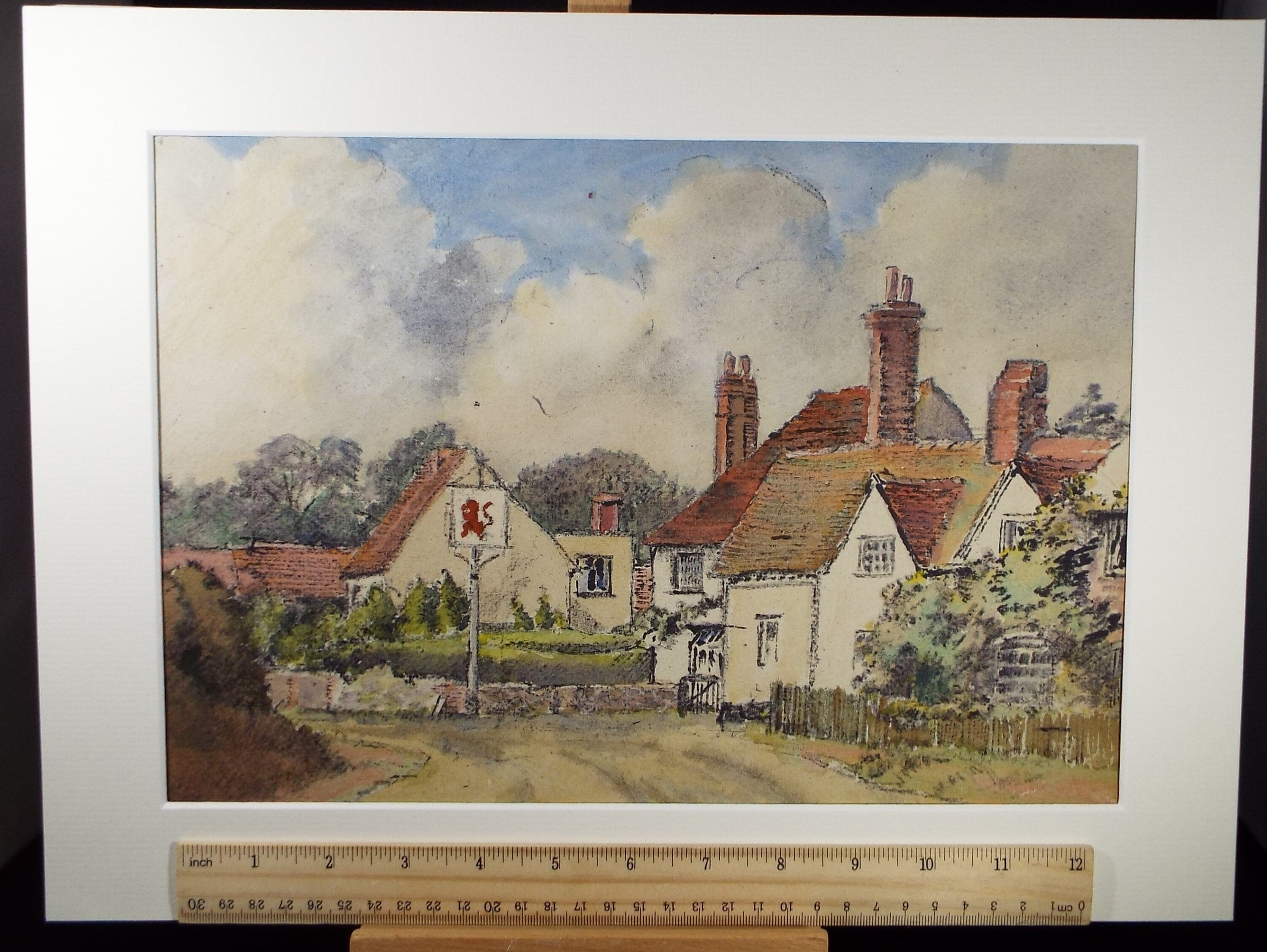 Original Watercolour, 'The Red Lion, Little Missenden', Monogramist A, Dated 1961