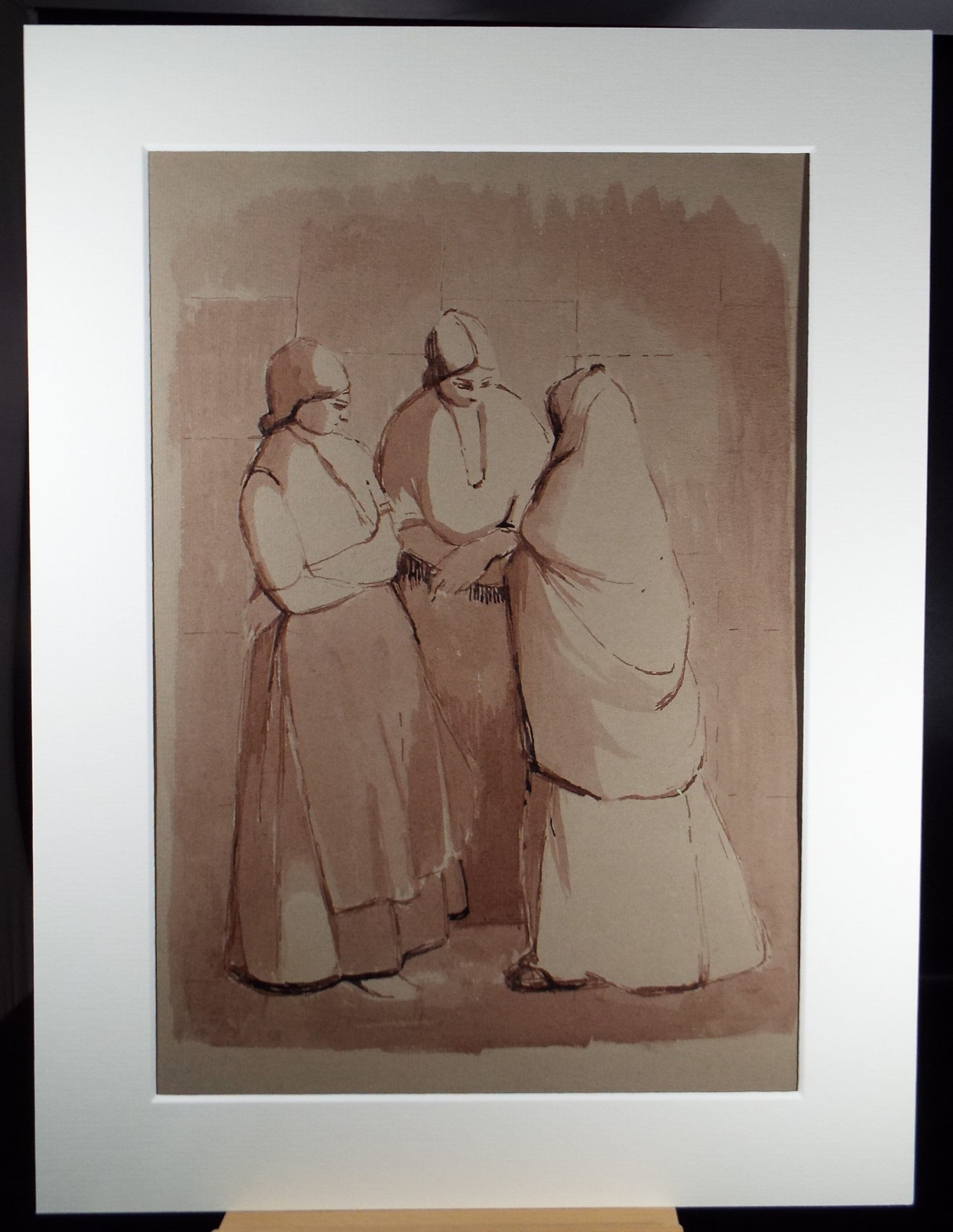 Original Watercolour,'Woman with Shawls', circa 1990, Mariota Bosanquet (1923-2022)