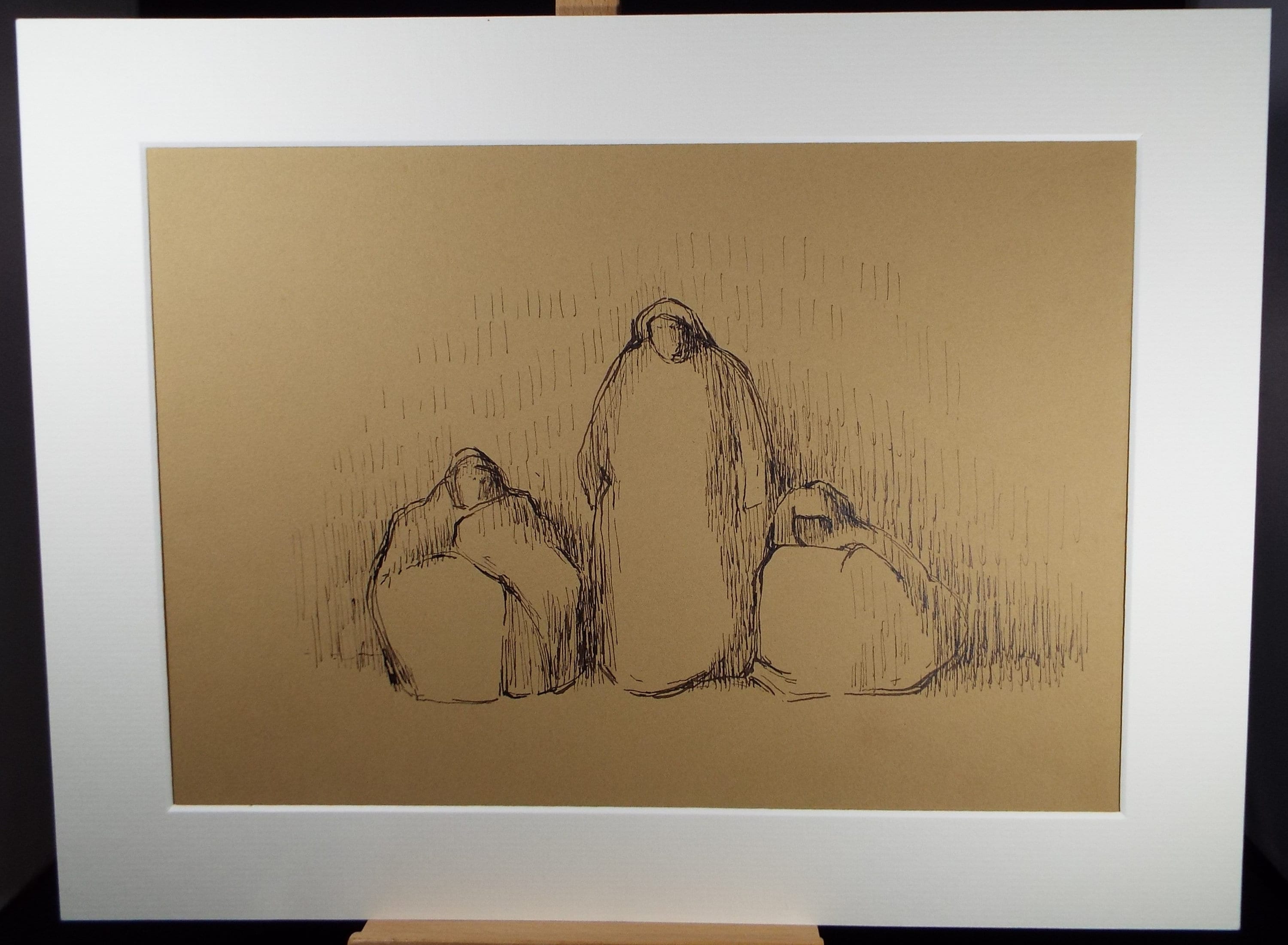 Original Pen & ink Drawing ,'Group of Figures', Circa 1990's, Mariota Bosanquet (1923-2022)