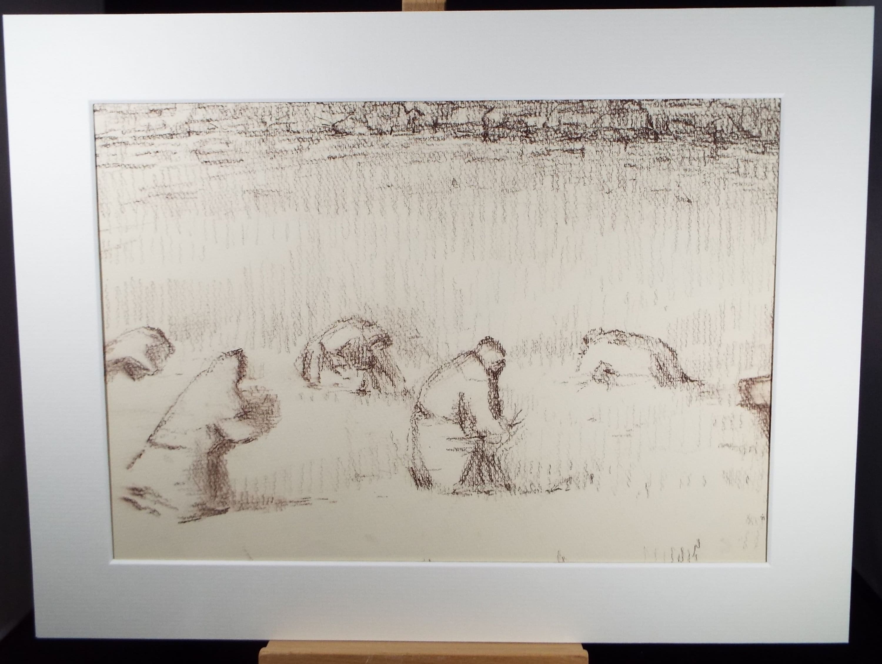 Original Pastel Drawing,'Gathering Crops', circa 1990, Mariota Bosanquet (1923-2022)