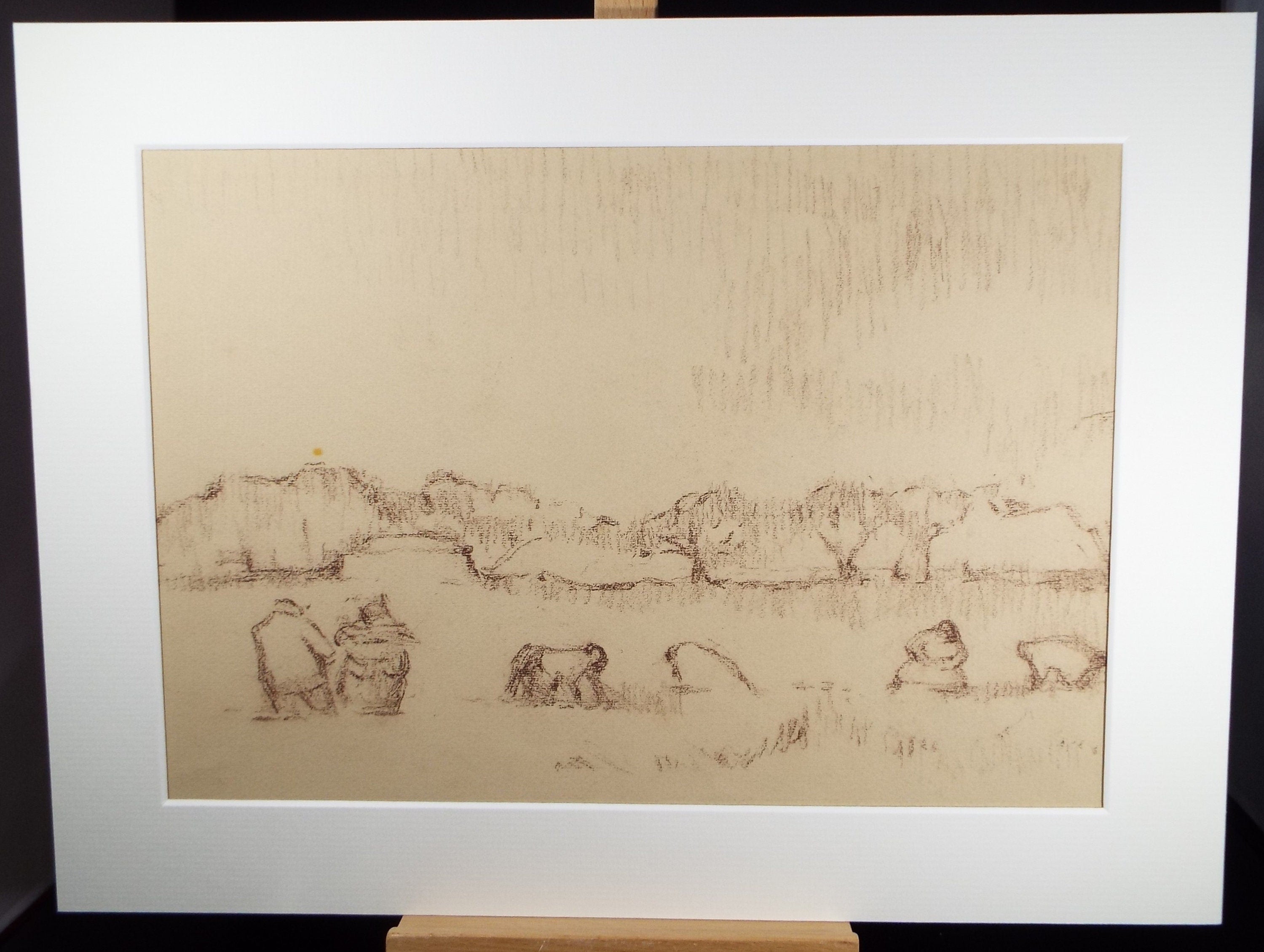 Original Pastel Drawing,'Gathering Crops', circa 1990, Mariota Bosanquet (1923-2022)