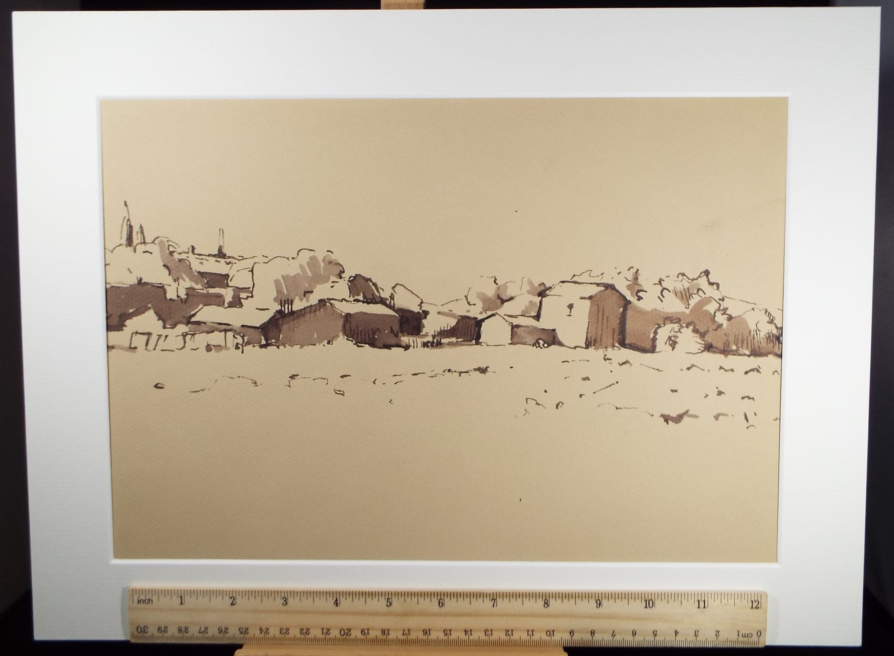 Original Watercolour,'Settlement', circa 1990, Mariota Bosanquet (1923-2022)
