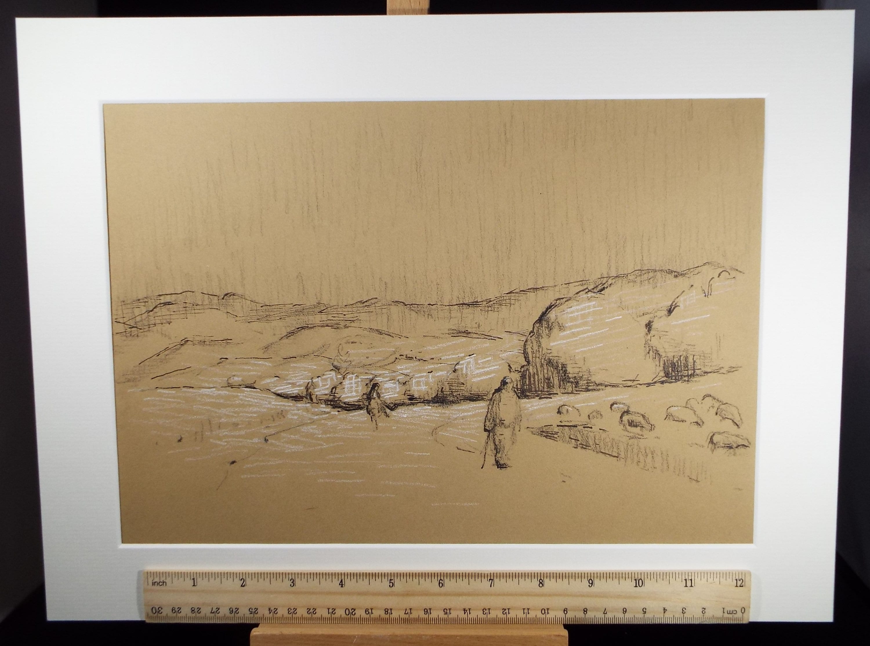 Original Pastel 'Figures in a Landscape', circa 1990, Mariota Bosanquet (1923-2022)