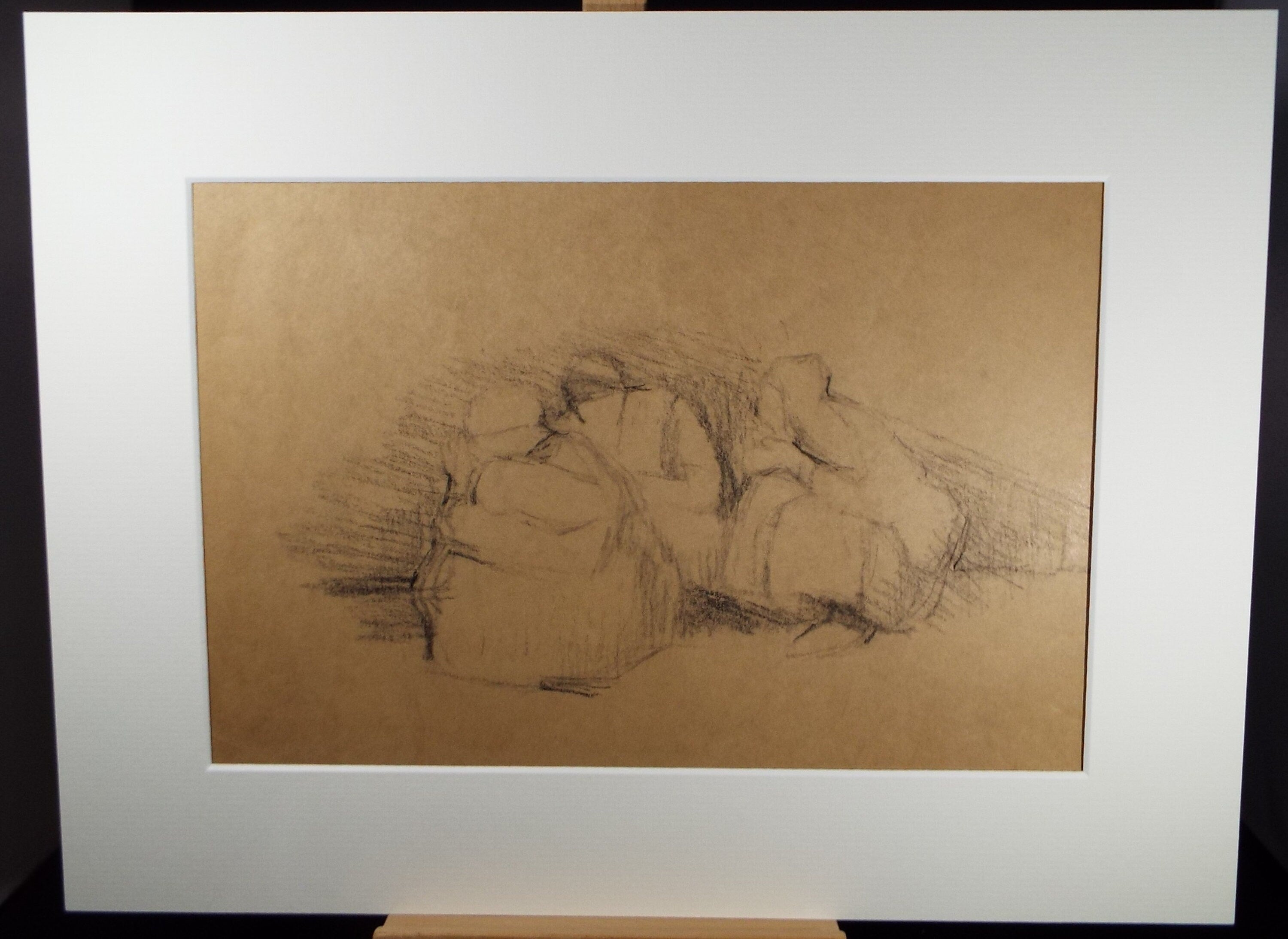 Original Pastel Drawing ,'Three Figures in Burkas', circa 1990, Mariota Bosanquet (1923-2022)