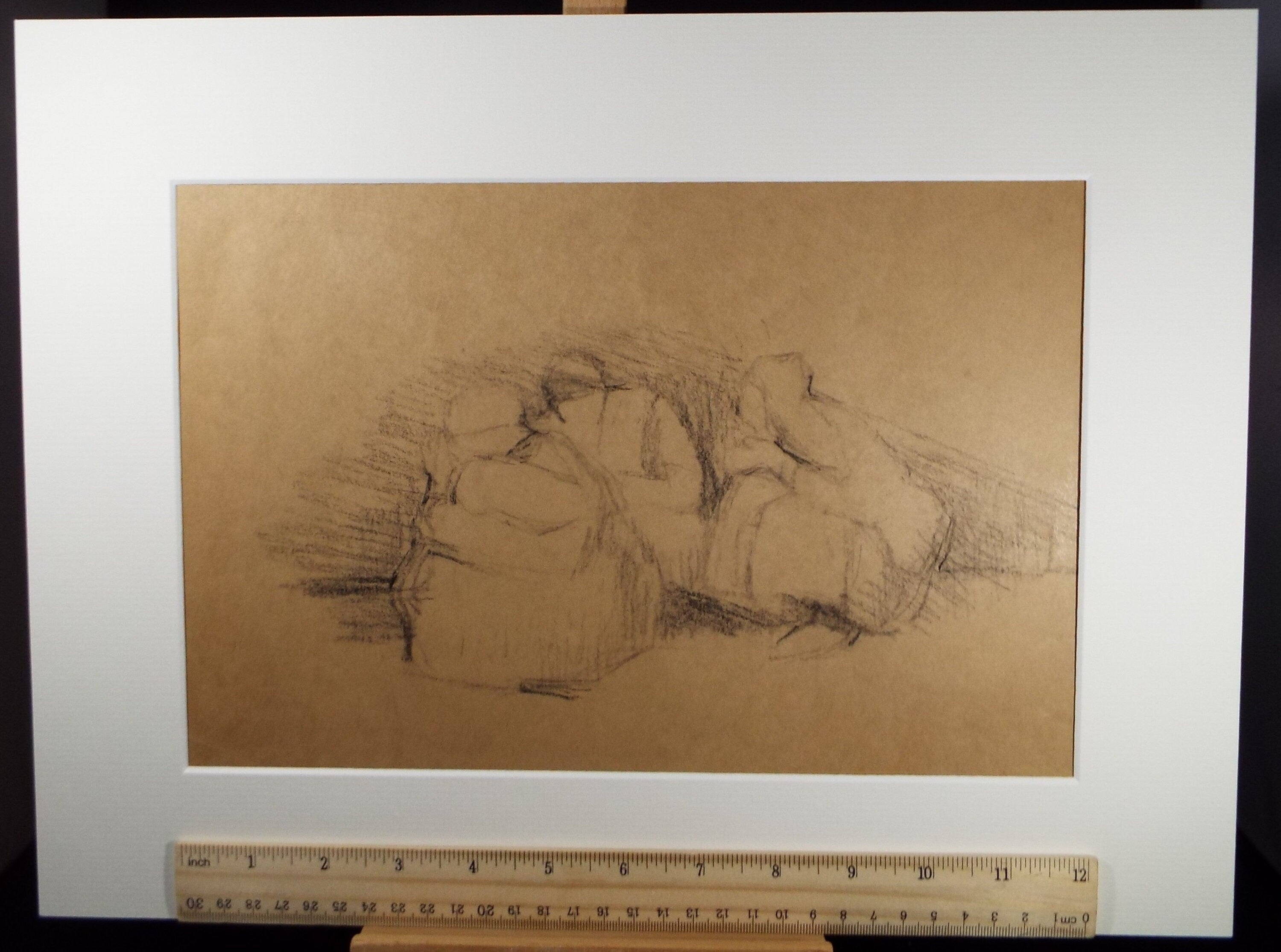 Original Pastel Drawing ,'Three Figures in Burkas', circa 1990, Mariota Bosanquet (1923-2022)