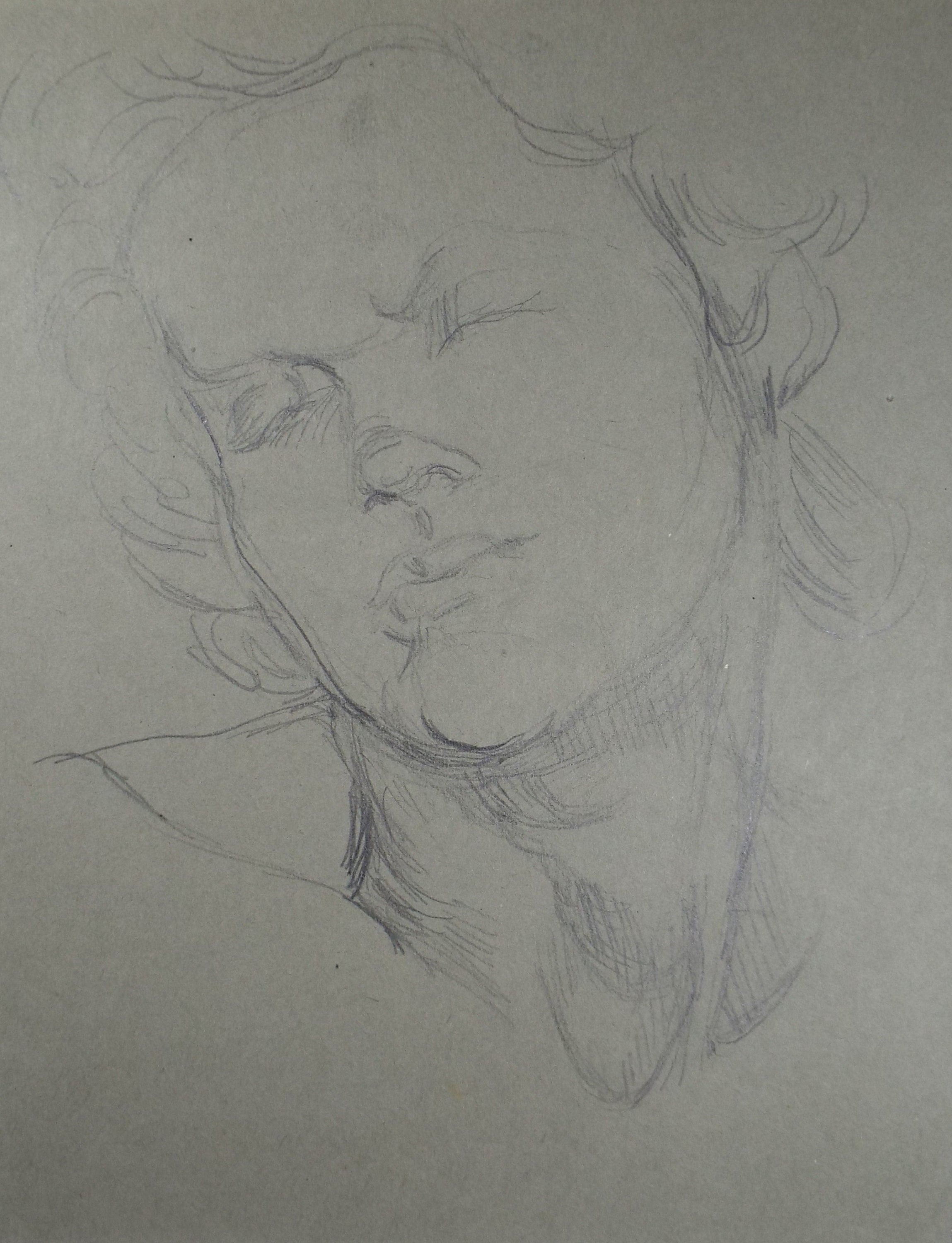 Original Pencil Sketch,'Study of a Woman', Circa 1940's, Hilda Burford (1887-1957)