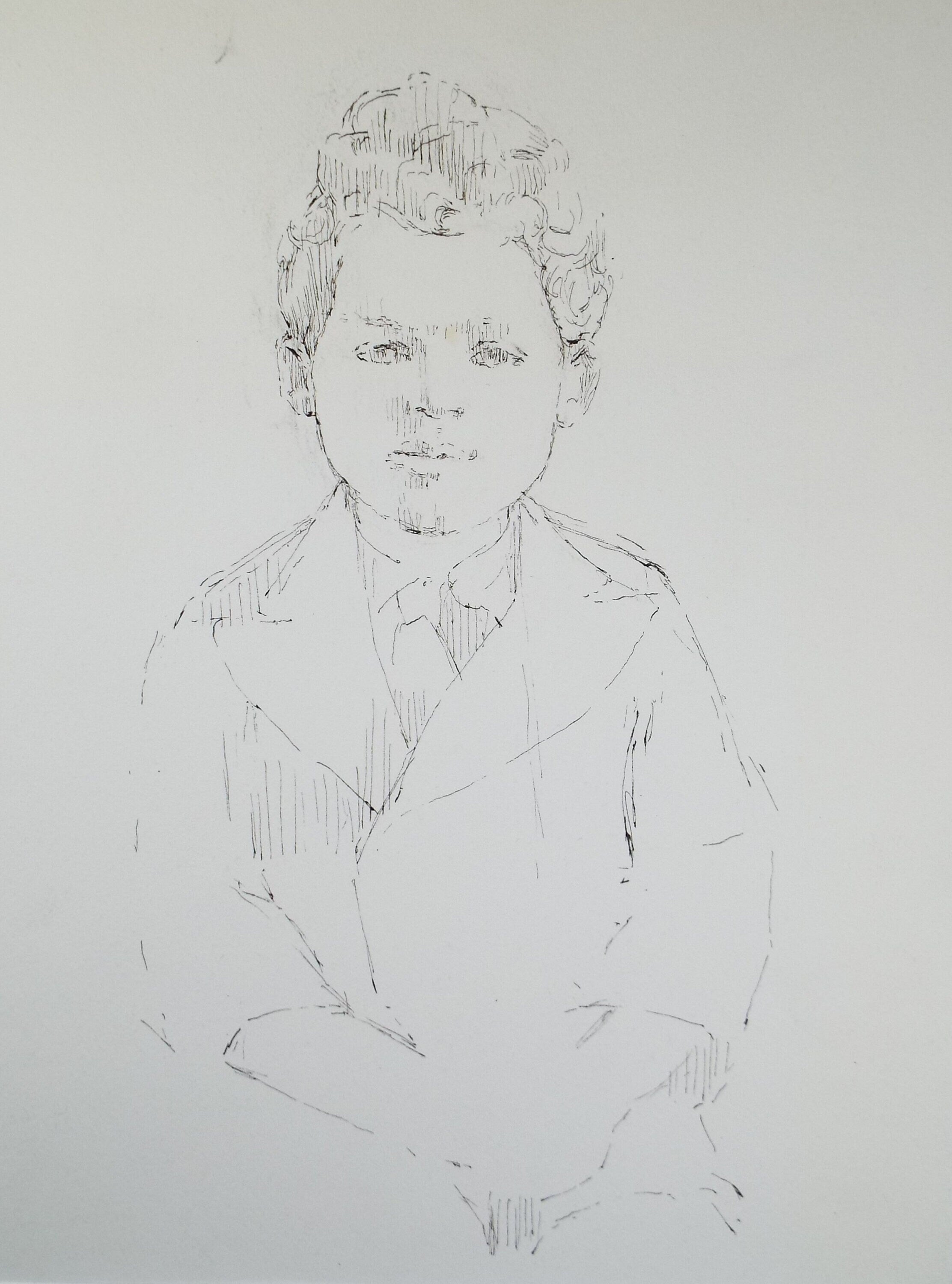 Original Pen & ink Sketch,'Study of a boy'', Circa 1940's, Hilda Burford (1887-1957)