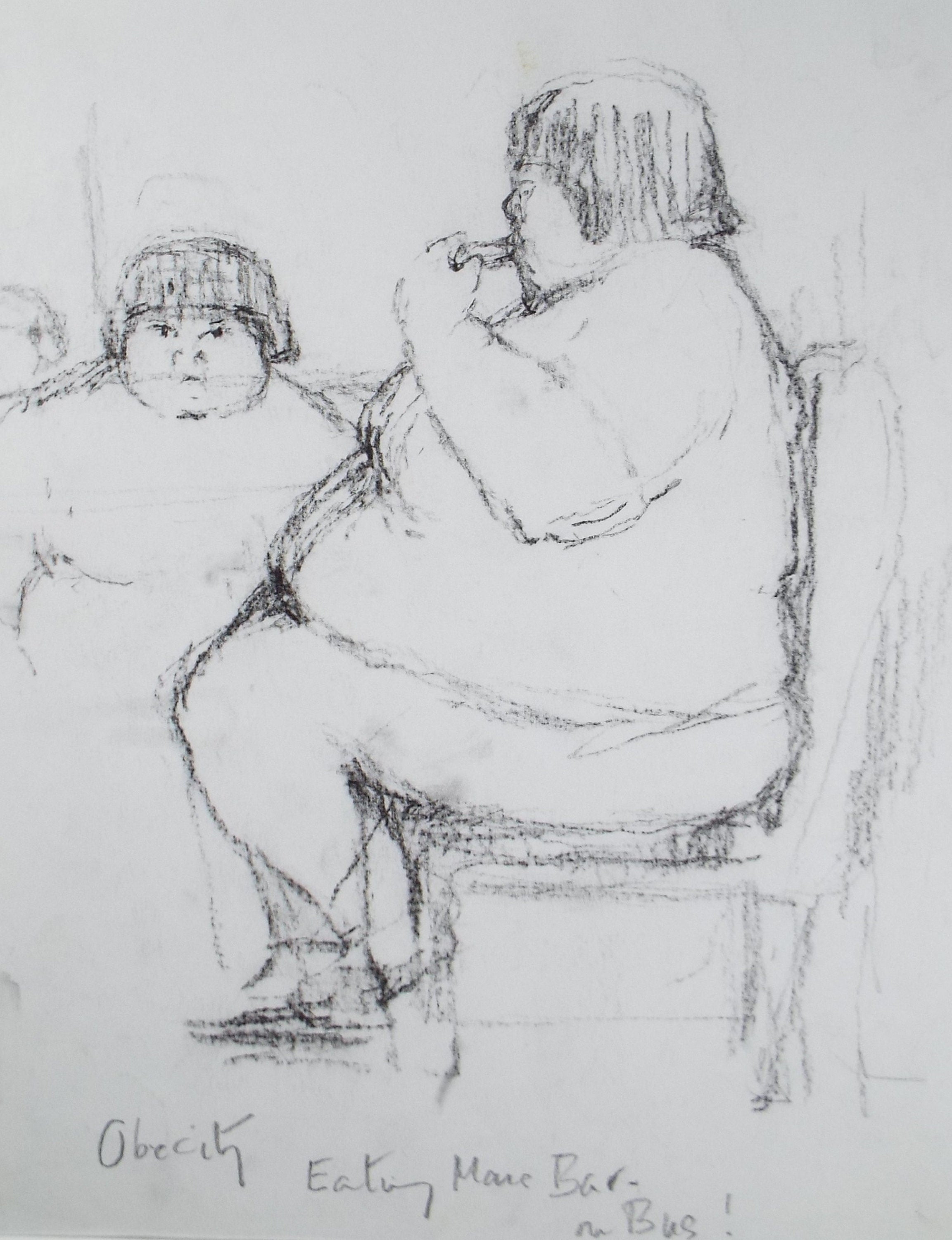 Original Pastel Drawing ,'Figure Eating', circa 1990, Mariota Bosanquet (1923-2022)