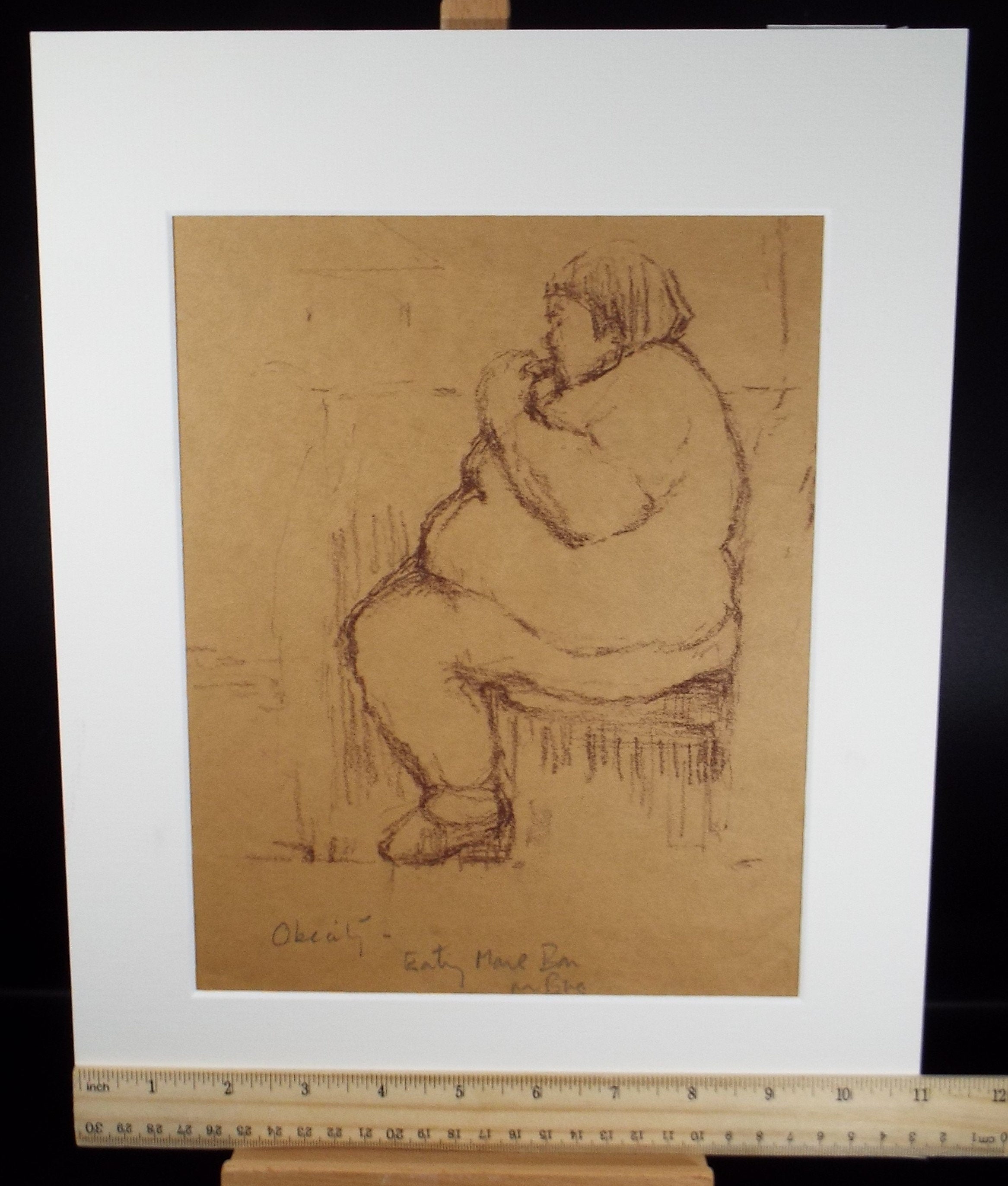 Original Pastel Drawing ,'Figure Eating', circa 1990, Mariota Bosanquet (1923-2022)