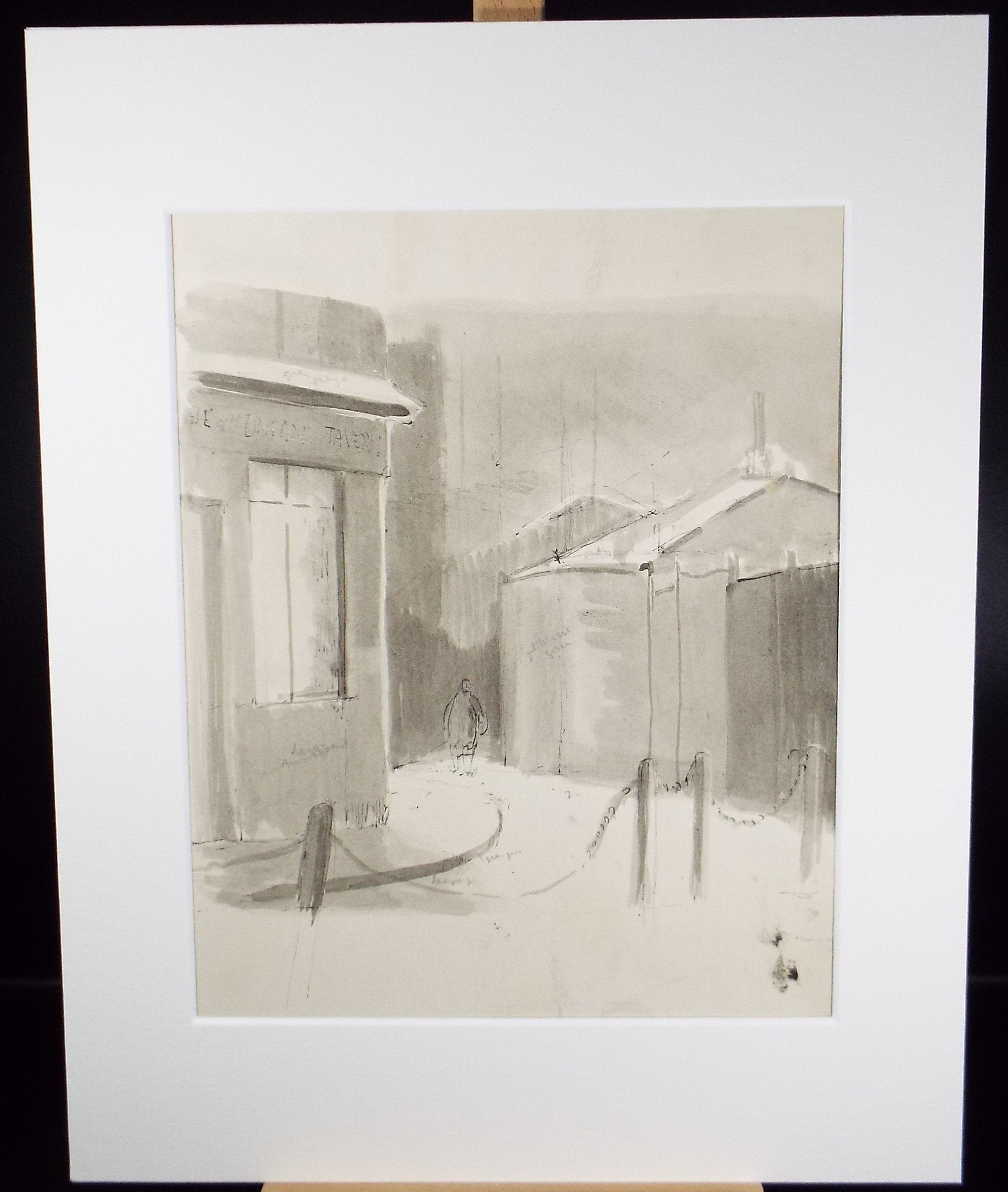 Original Watercolour,'Figure in a Street', circa 1990, Mariota Bosanquet (1923-2022)