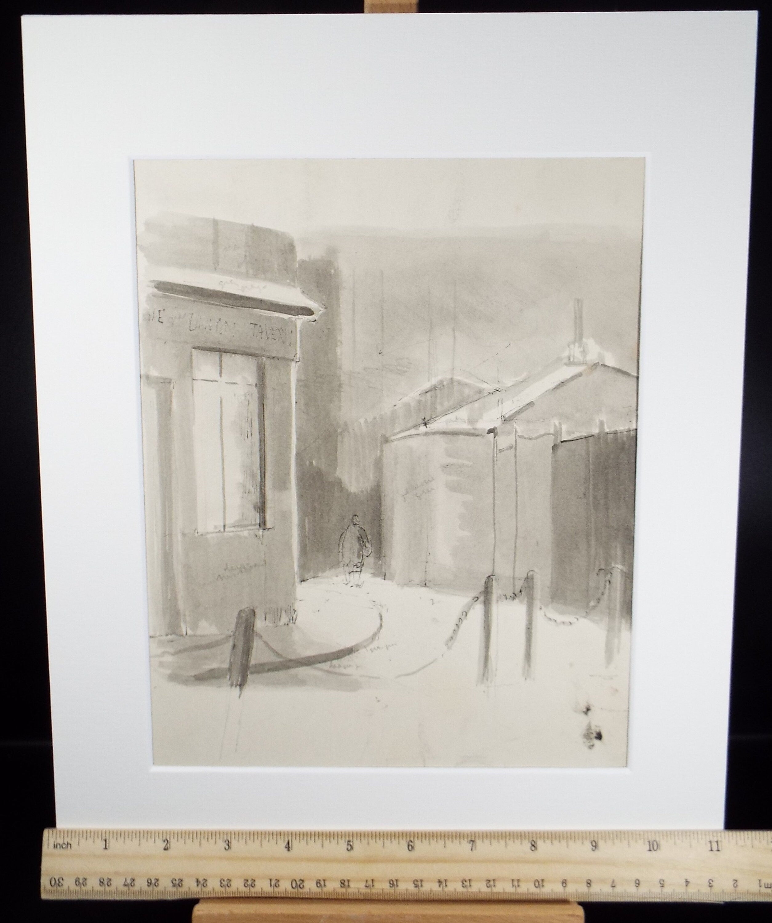 Original Watercolour,'Figure in a Street', circa 1990, Mariota Bosanquet (1923-2022)