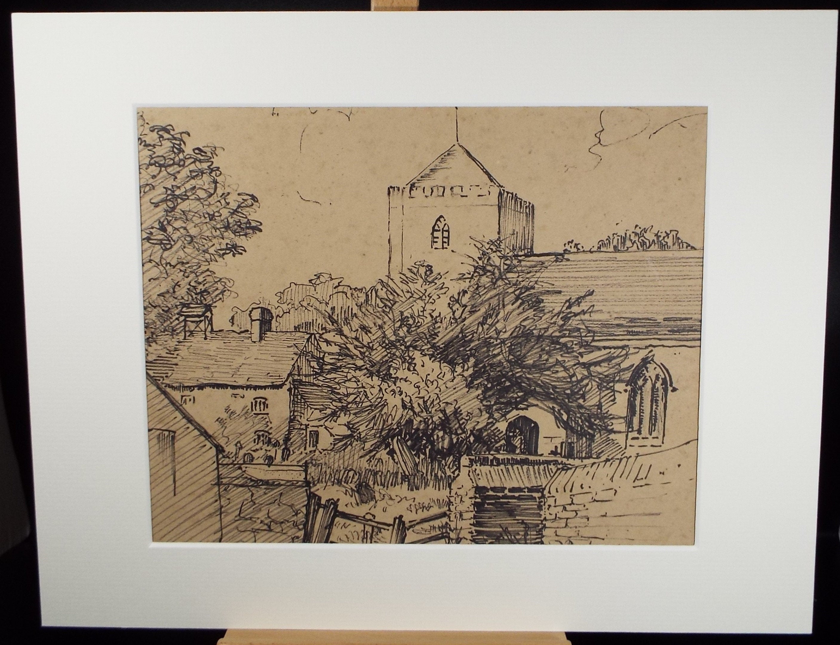 Original Pen & Ink Sketch,'Dorchester on Thames', Hilda Burford (1887-1957)