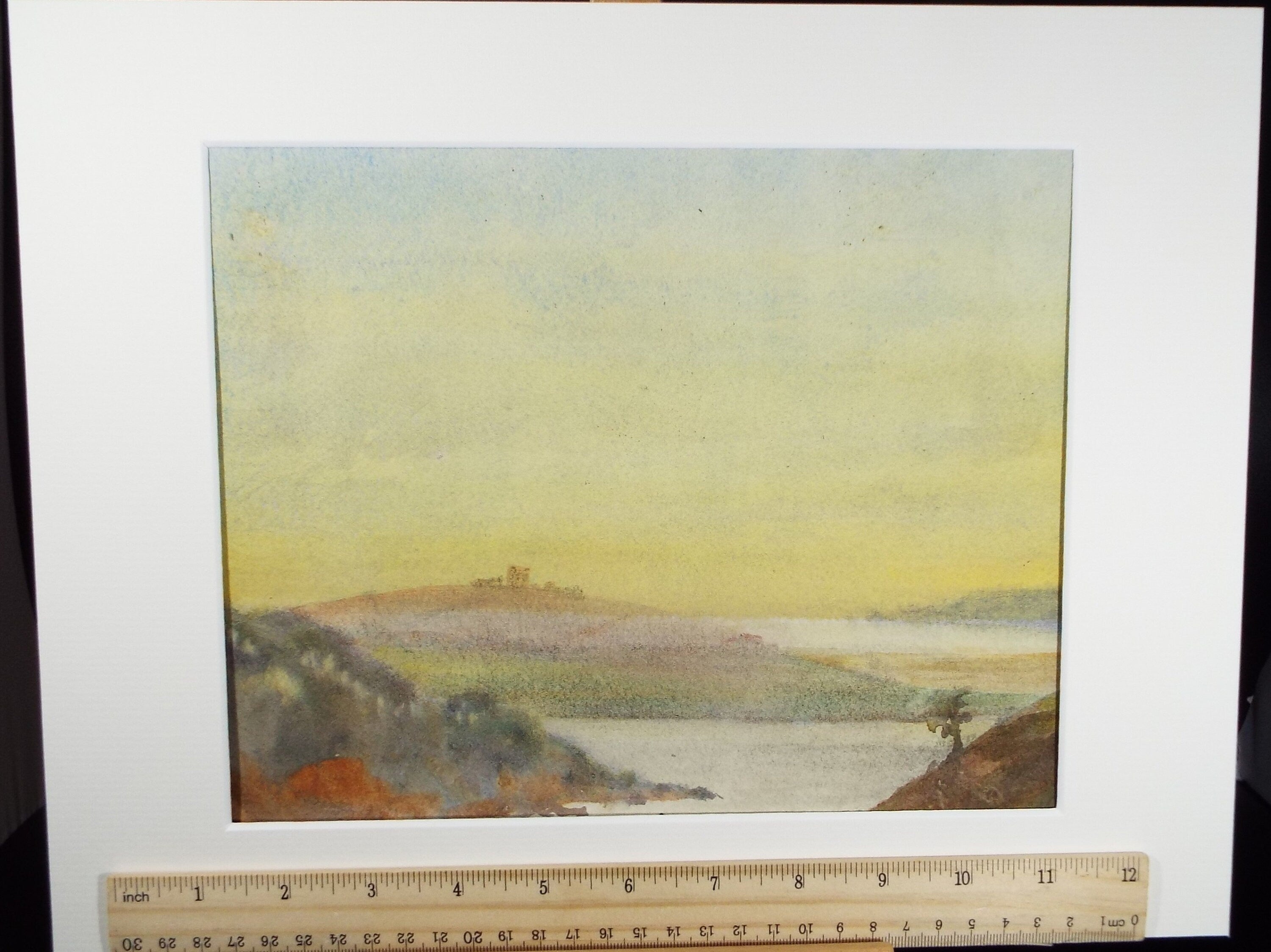 Original Watercolour, 'Misty River Estuary', Circa 1940's , Hilda Burford (1887-1957)