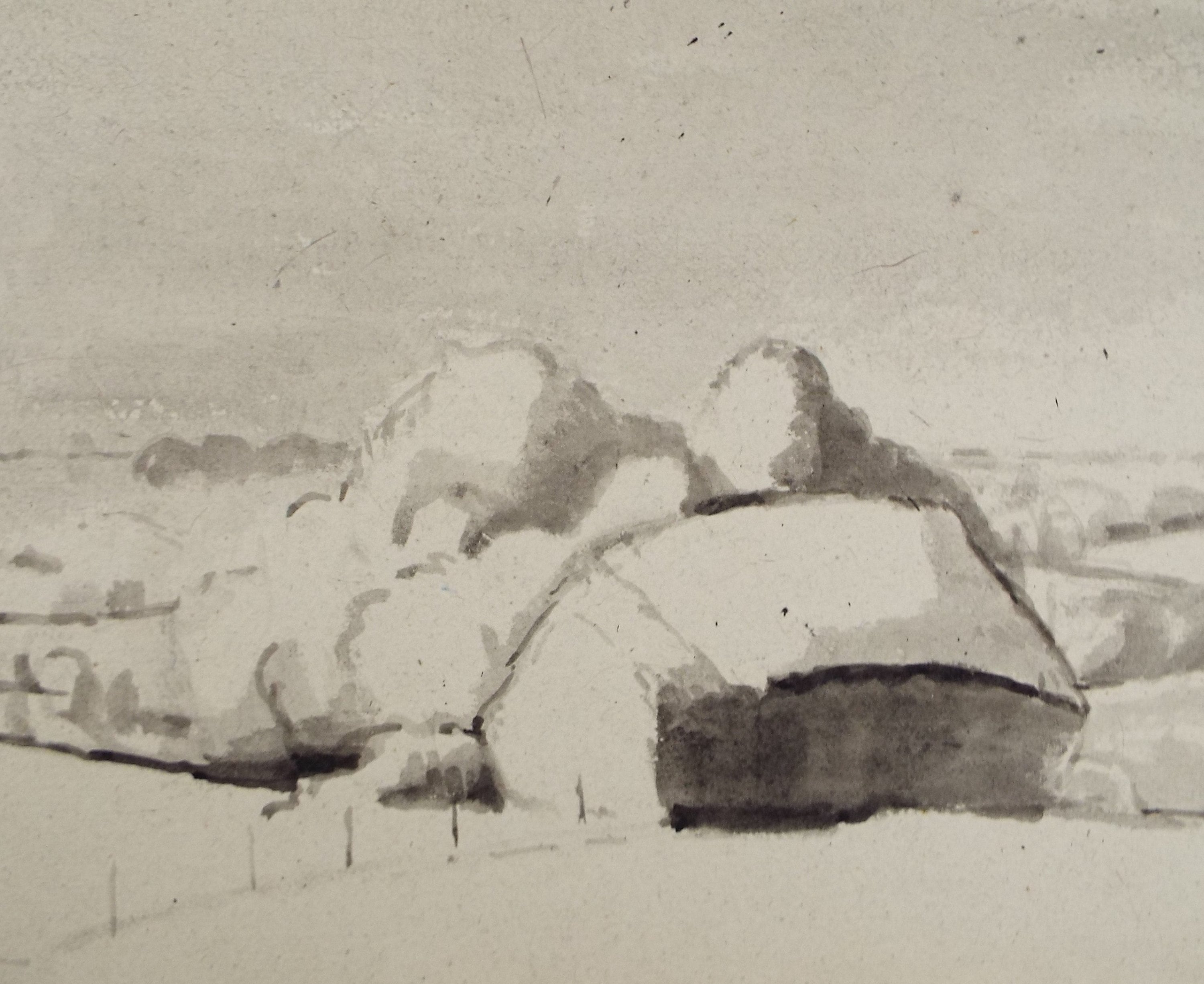 Original Watercolour,'Barn with Trees', circa 1990, Mariota Bosanquet (1923-2022)