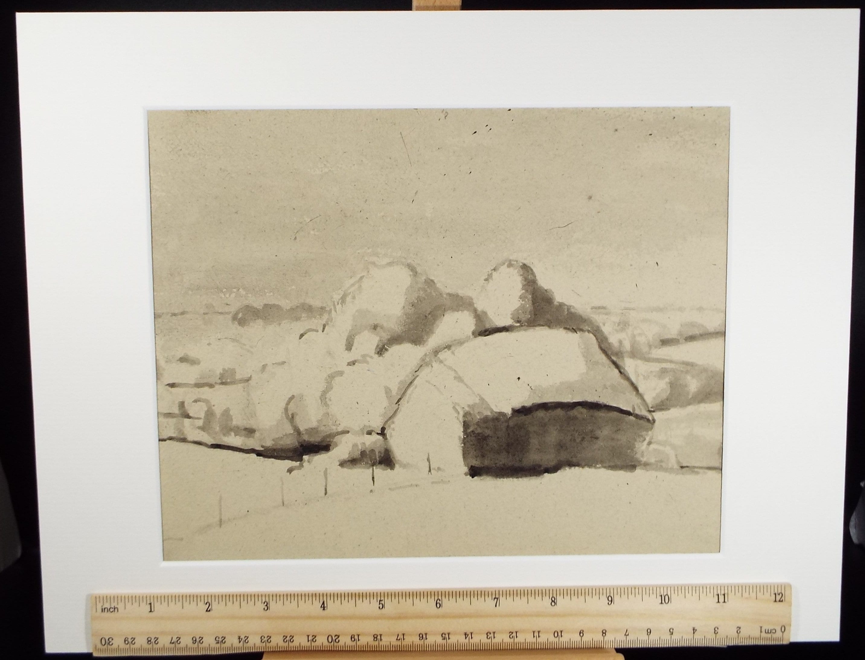 Original Watercolour,'Barn with Trees', circa 1990, Mariota Bosanquet (1923-2022)