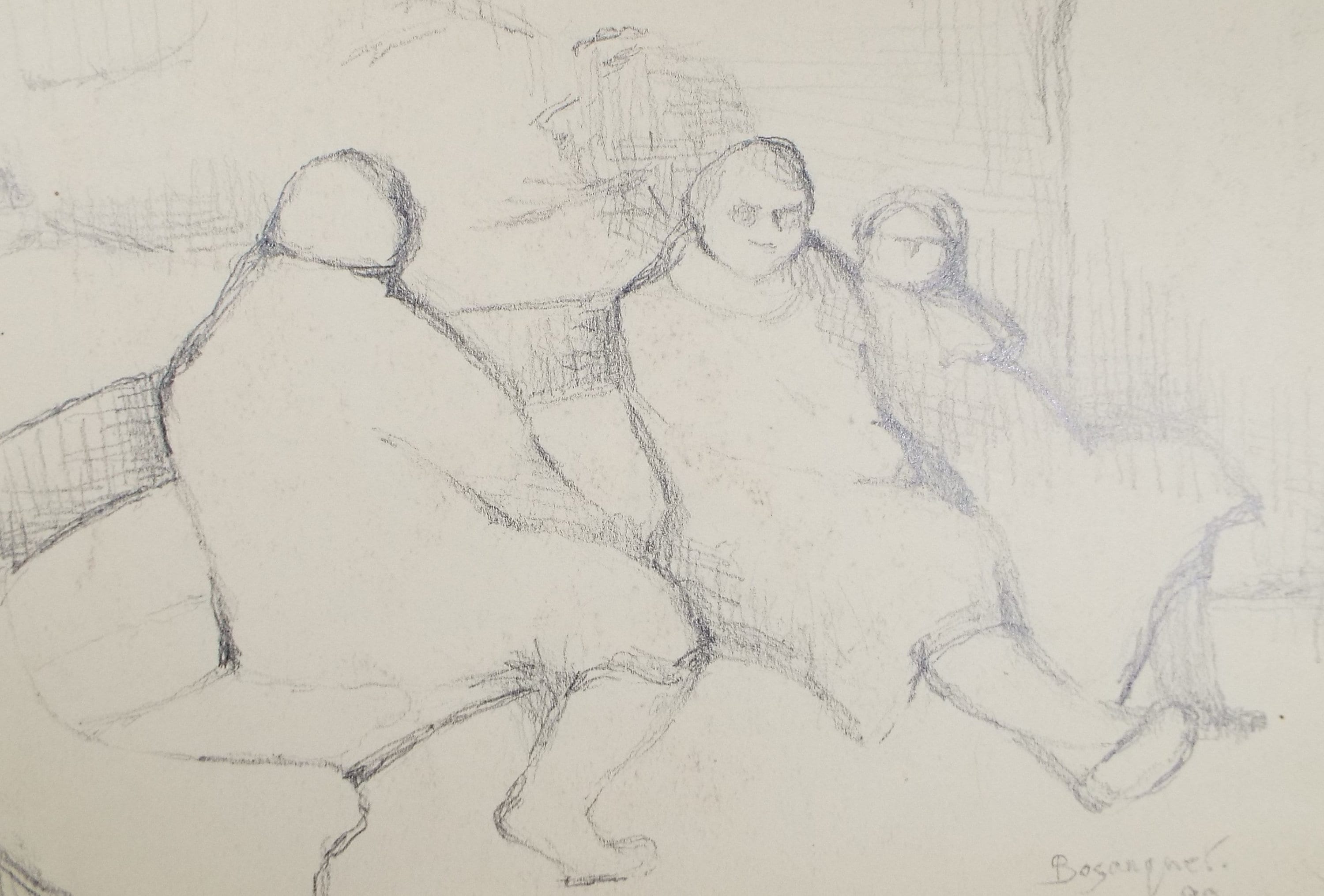 Original Pastel Drawing 'Figures relaxing', Circa 1990, Mariota Bosanquet (1923-2022)