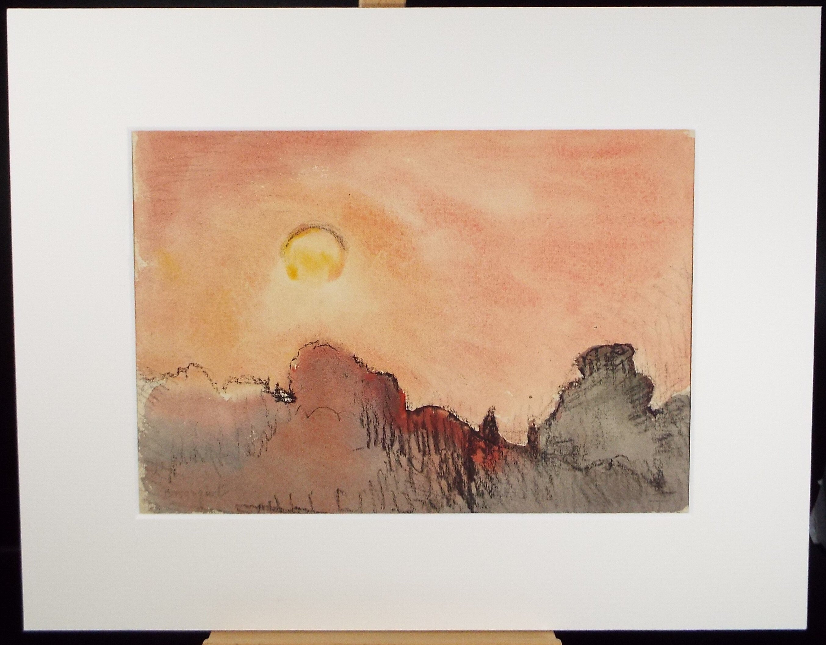 Original Watercolour,'Red sunset', circa 1990, Mariota Bosanquet (1923-2022)