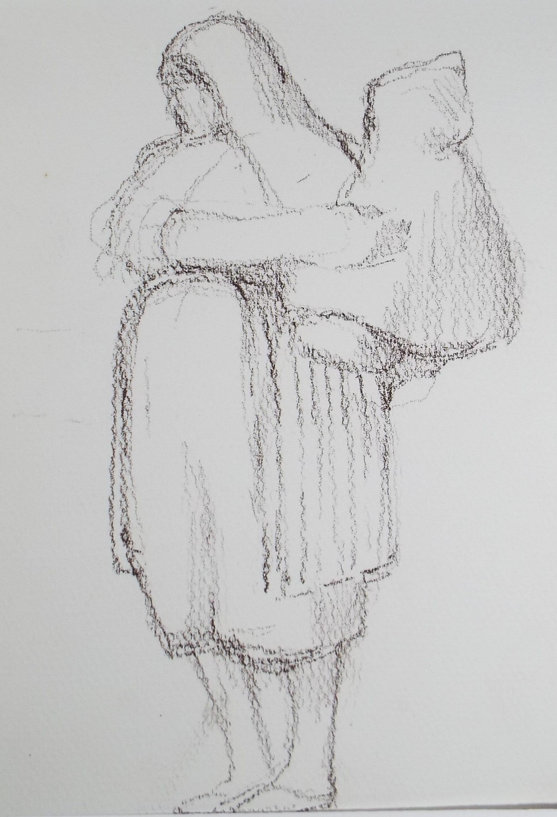 Original Pastel Drawing on brown paper,'Mother and Child', circa 1990, Mariota Bosanquet (1923-2022)