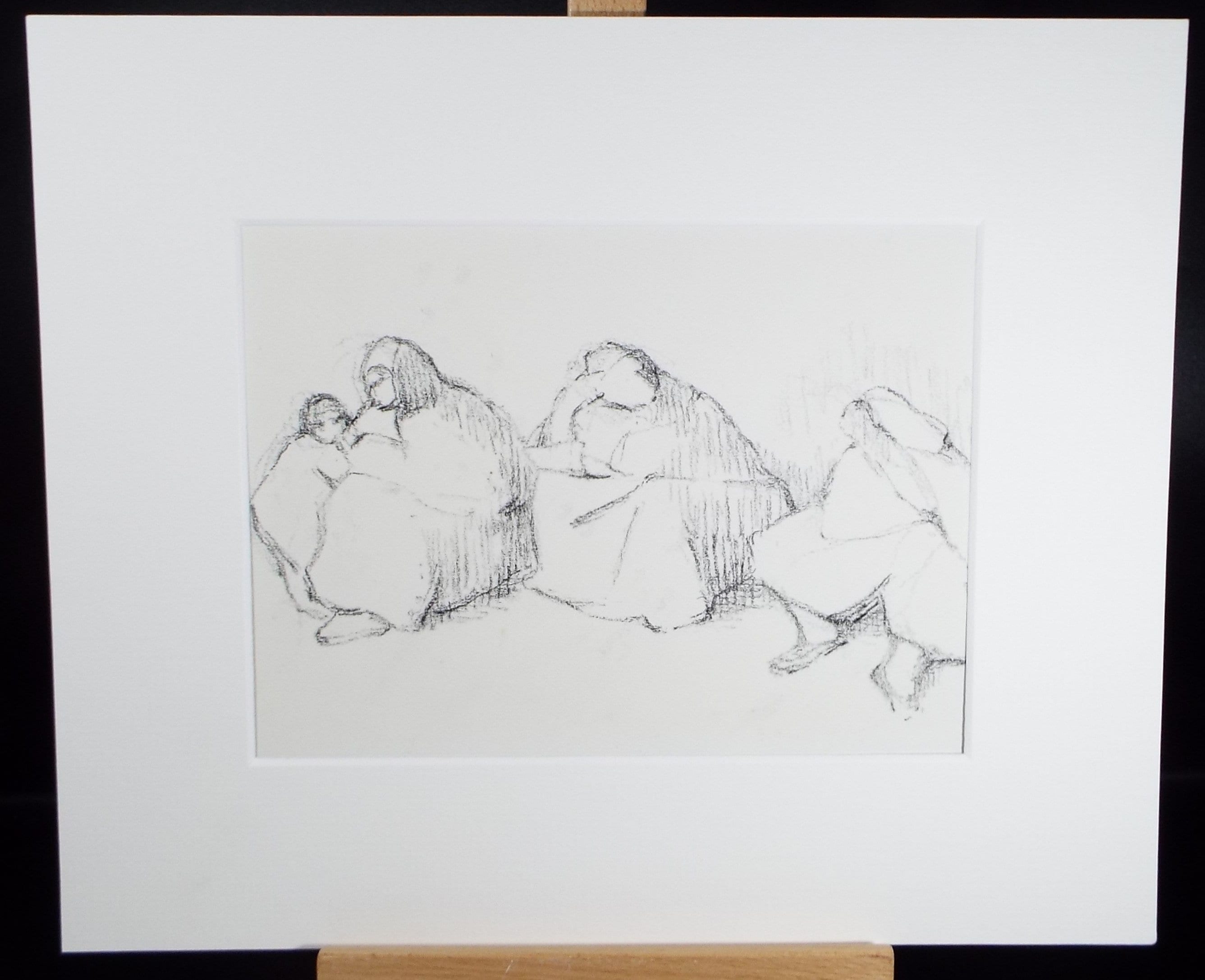 Original Pastel Drawing on brown paper,'Women sitting', circa 1990, Mariota Bosanquet (1923-2022)