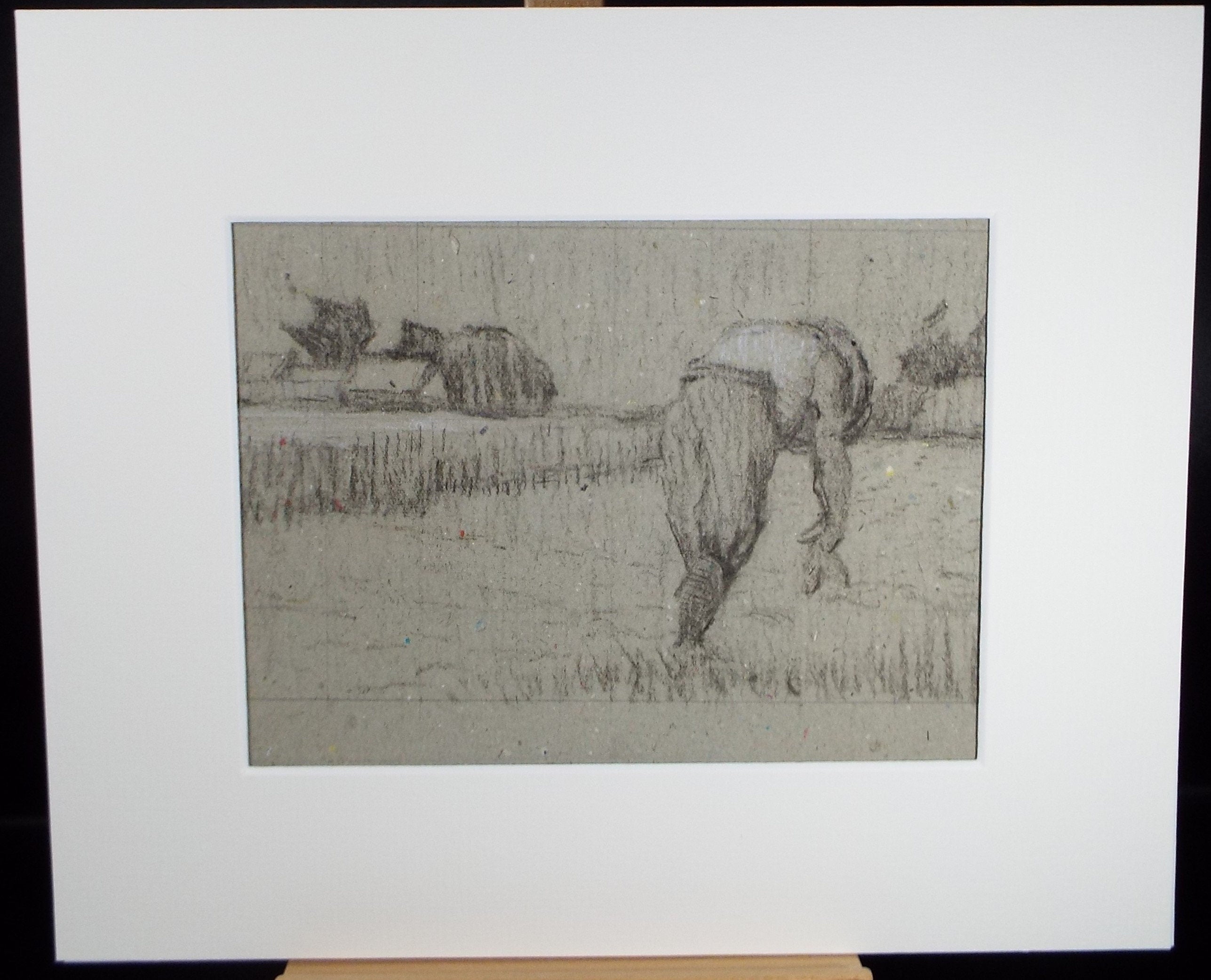 Original Pastel Drawing ,'Farmer in his Field', circa 1990, Mariota Bosanquet (1923-2022)