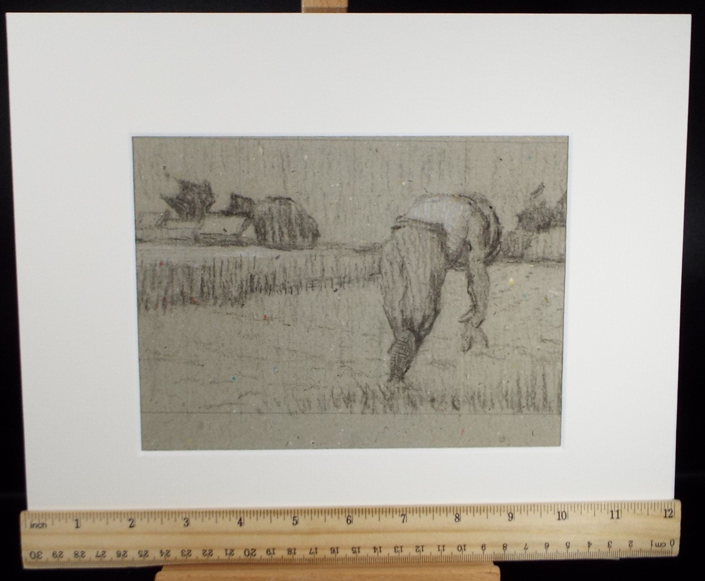 Original Pastel Drawing ,'Farmer in his Field', circa 1990, Mariota Bosanquet (1923-2022)