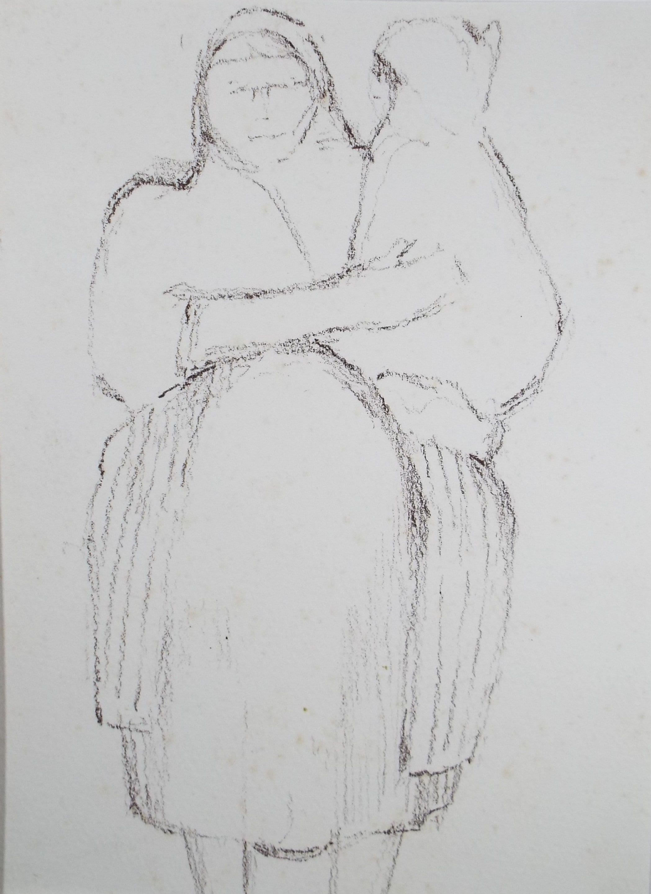 Original Pastel Drawing,'Mother and Child', circa 1990, Mariota Bosanquet (1923-2022)