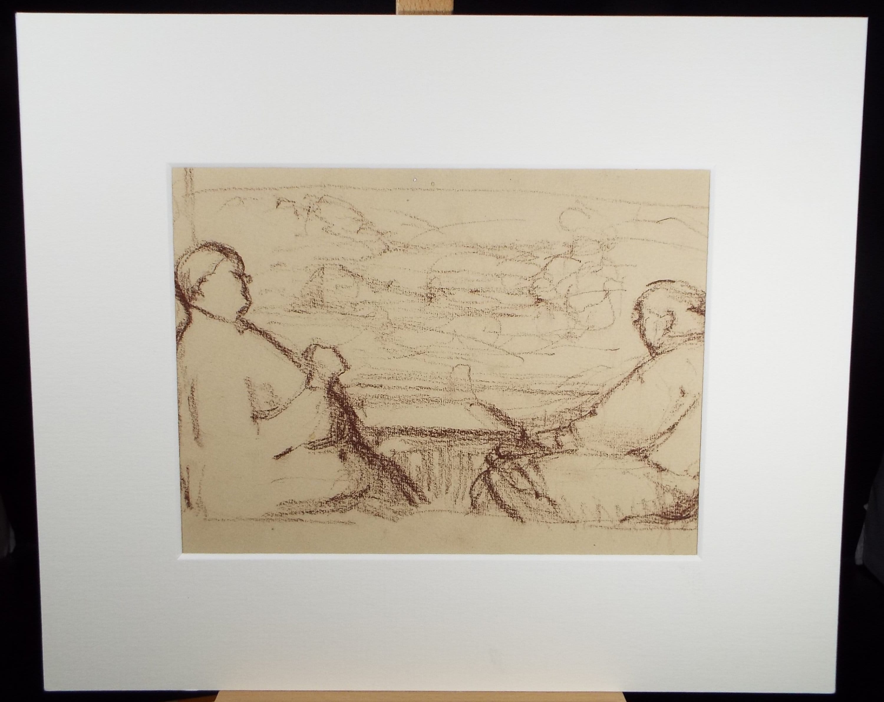 Original Pastel Drawing,'Two Figures at a window', circa 1990, Mariota Bosanquet (1923-2022)