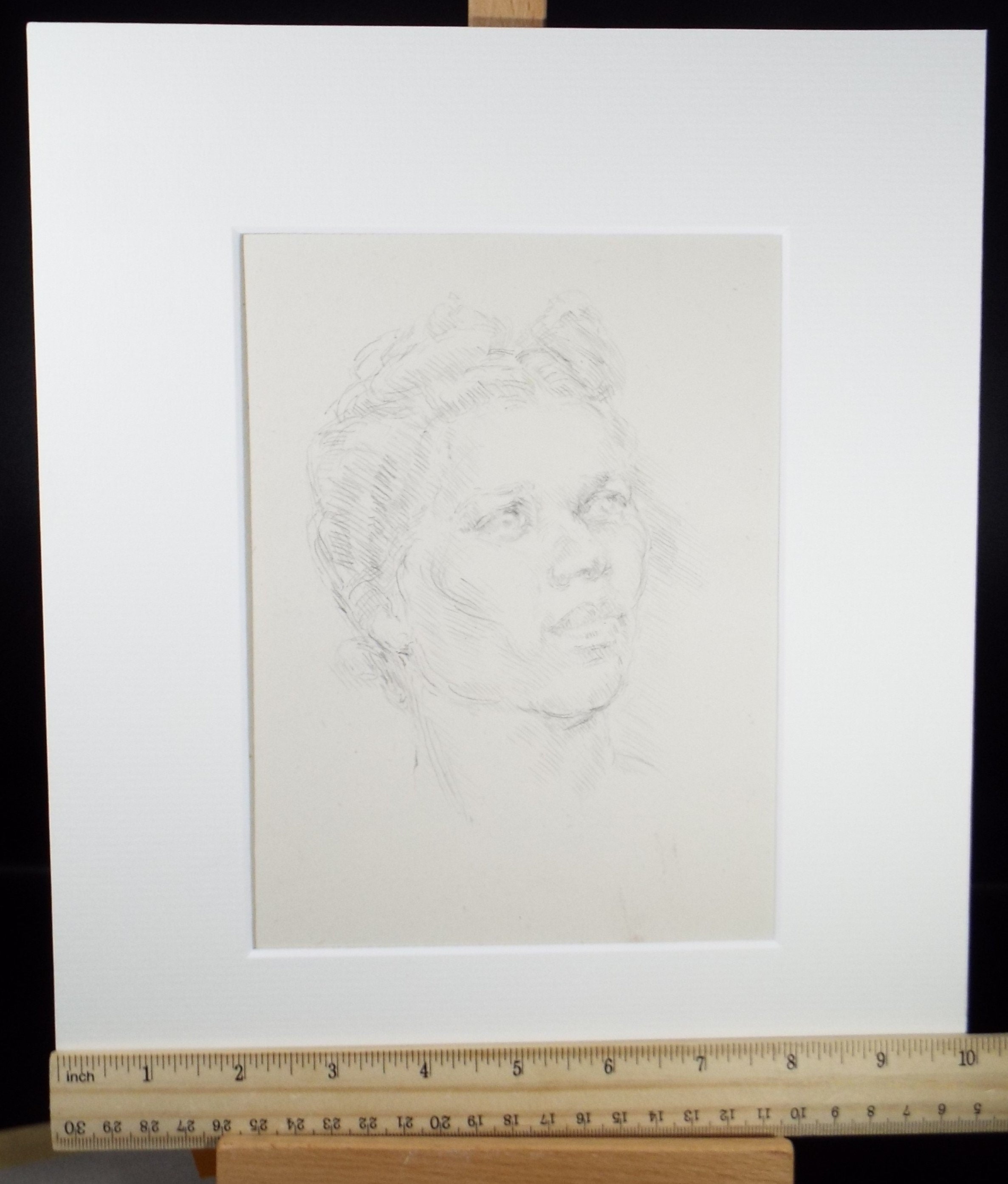 Original Pencil Sketch,'Portrait of a Woman', Circa 1940's, Hilda Burford (1887-1957)
