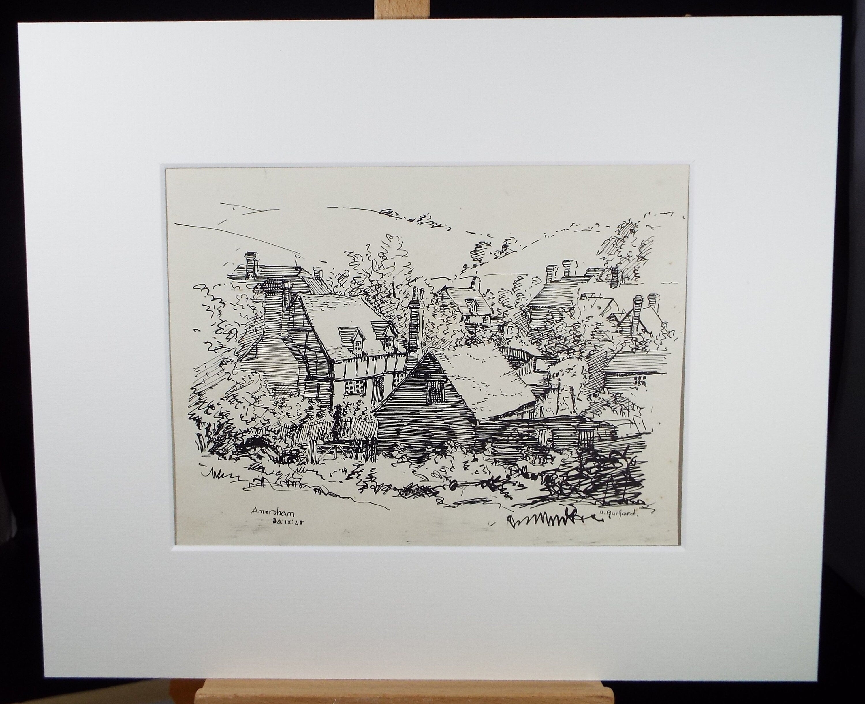 Original Pen & Ink Sketch,'Amersham', Hilda Burford (1887-1957)