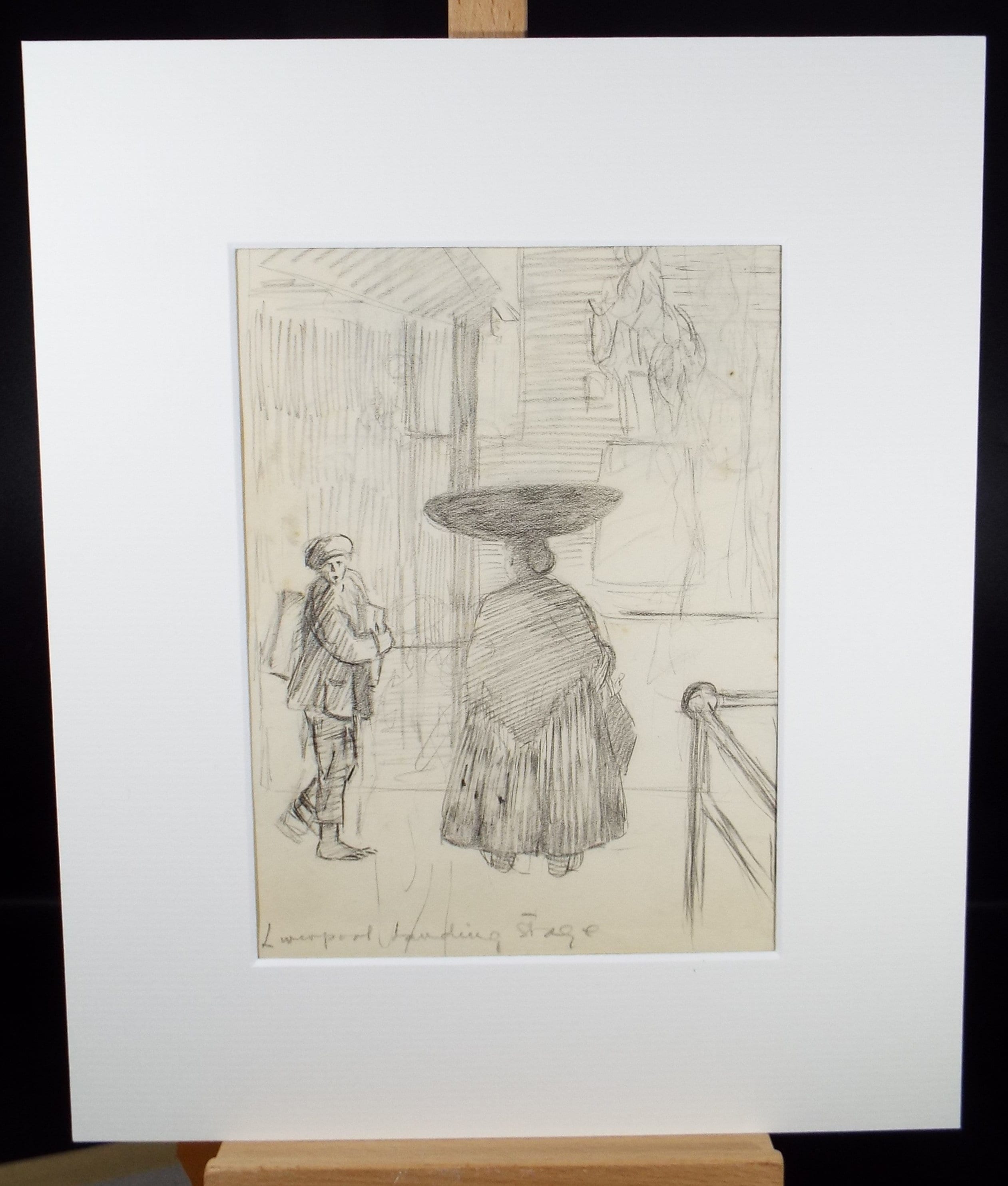 Original Pencil Drawing, 'Liverpool Landing Stage', Circa 1920's, Hilda Burford (1887-1957)