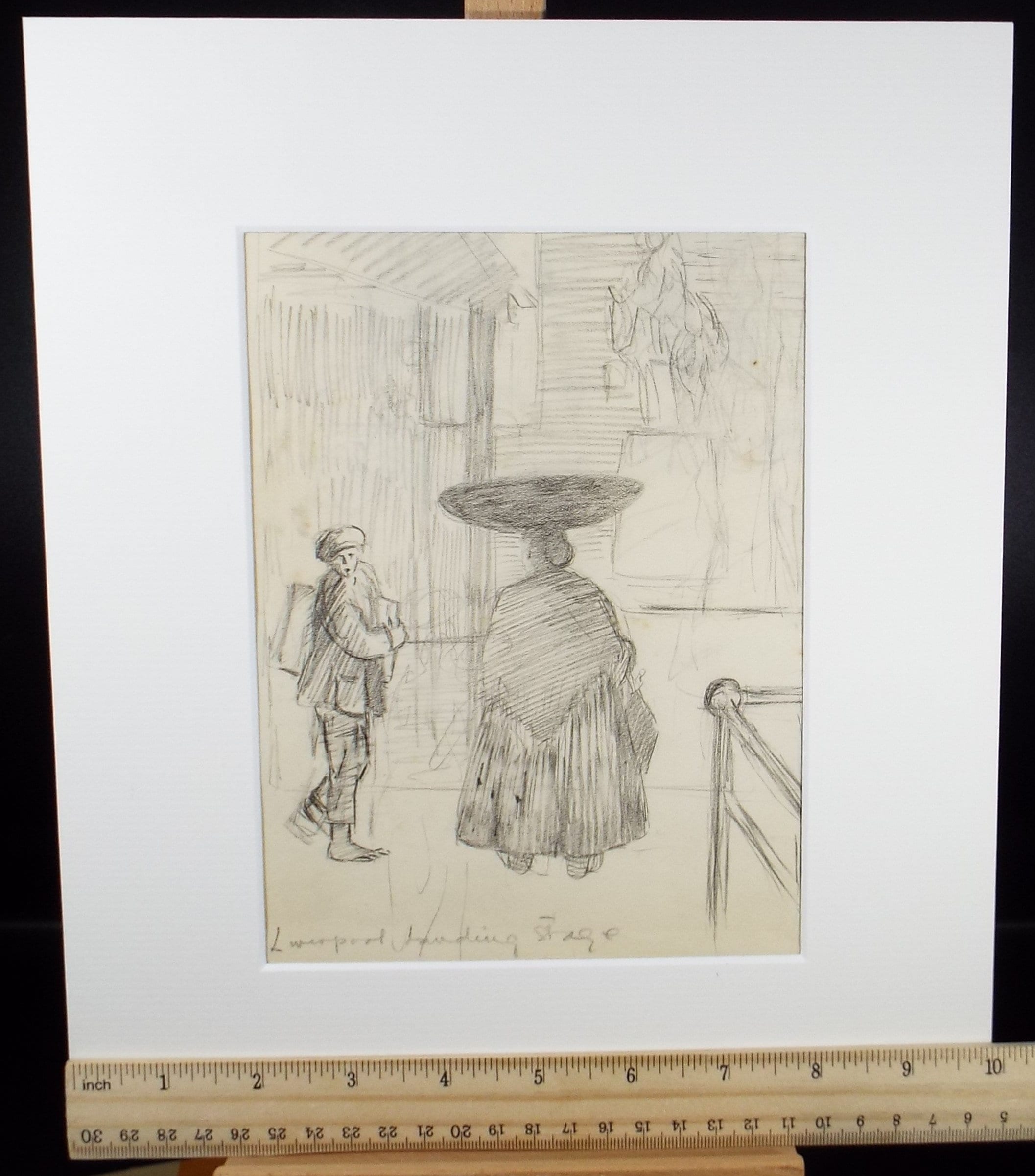 Original Pencil Drawing, 'Liverpool Landing Stage', Circa 1920's, Hilda Burford (1887-1957)