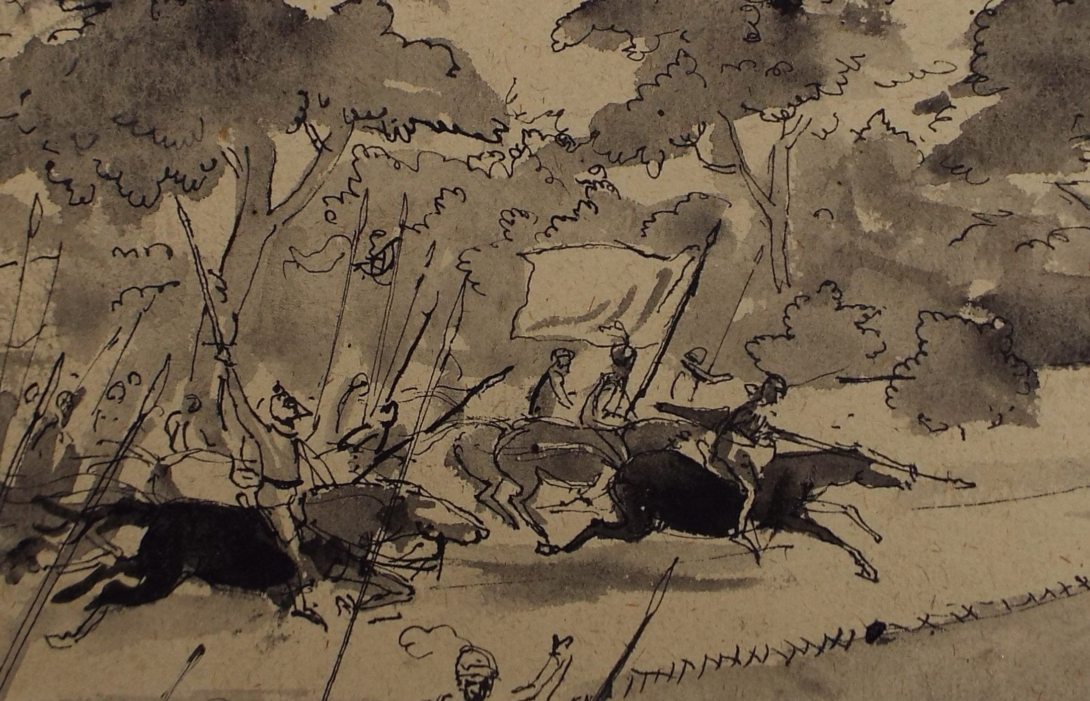 Original Pen & Ink and wash Sketch,'Charge!', Hilda Burford (1887-1957)