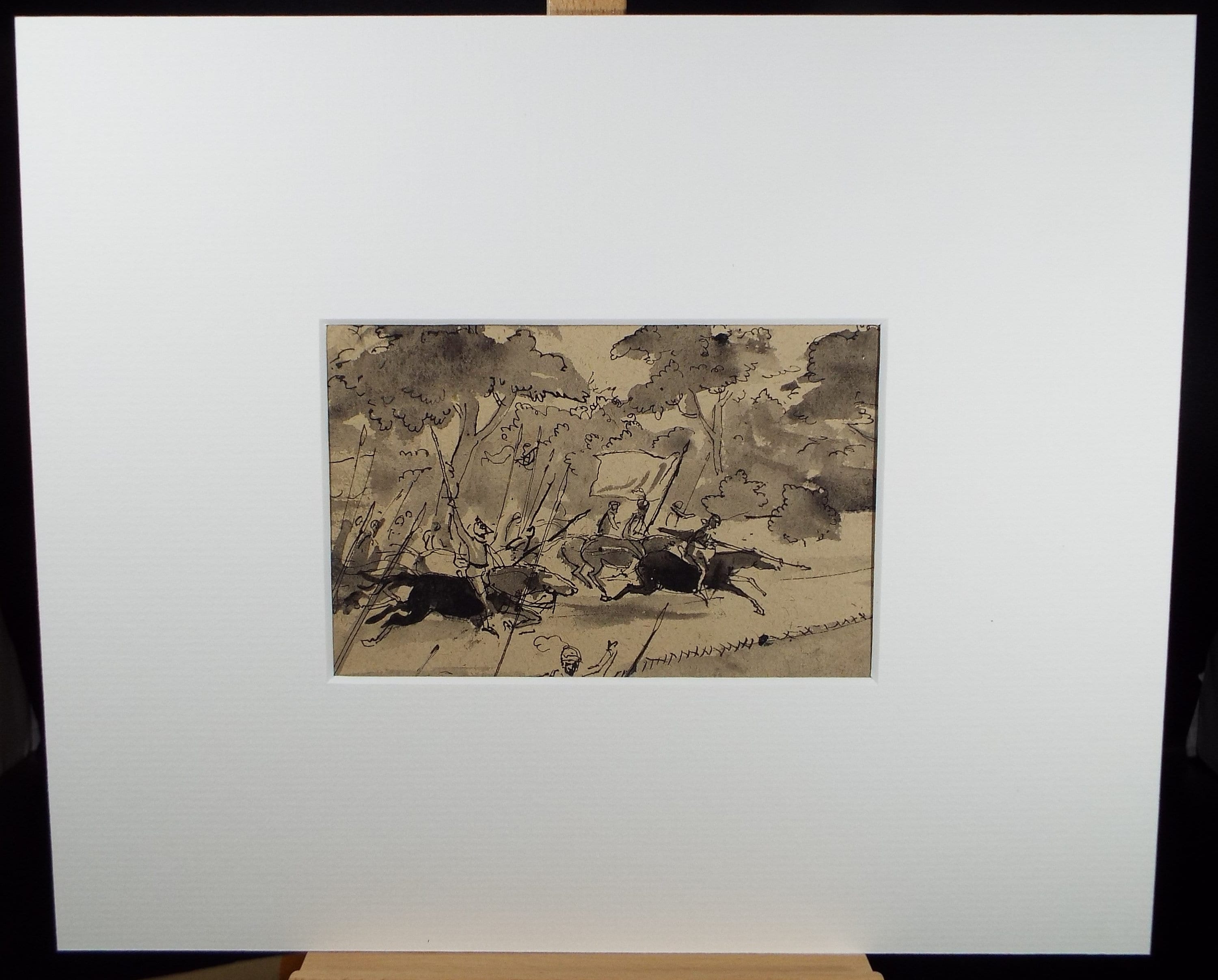 Original Pen & Ink and wash Sketch,'Charge!', Hilda Burford (1887-1957)