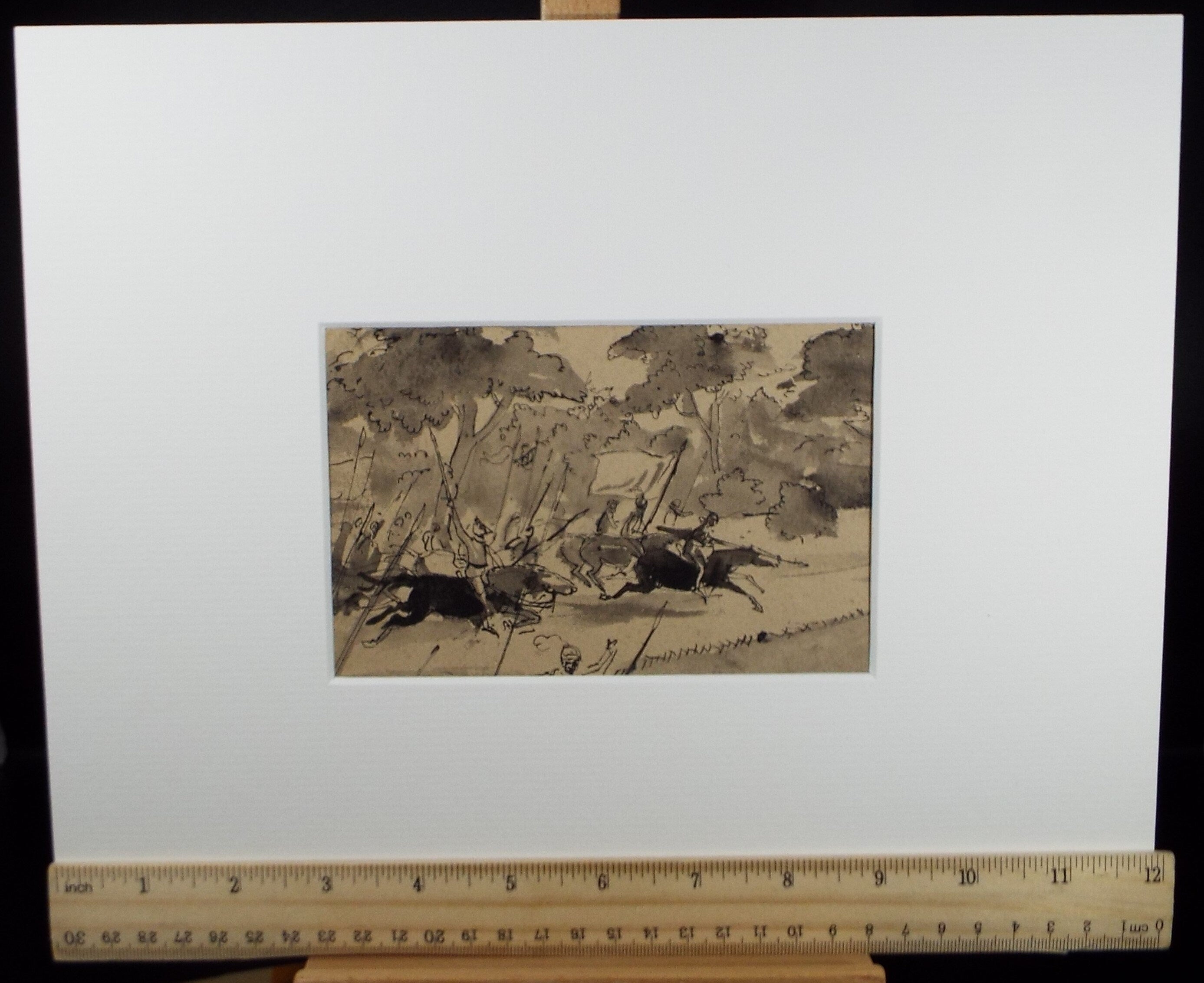 Original Pen & Ink and wash Sketch,'Charge!', Hilda Burford (1887-1957)