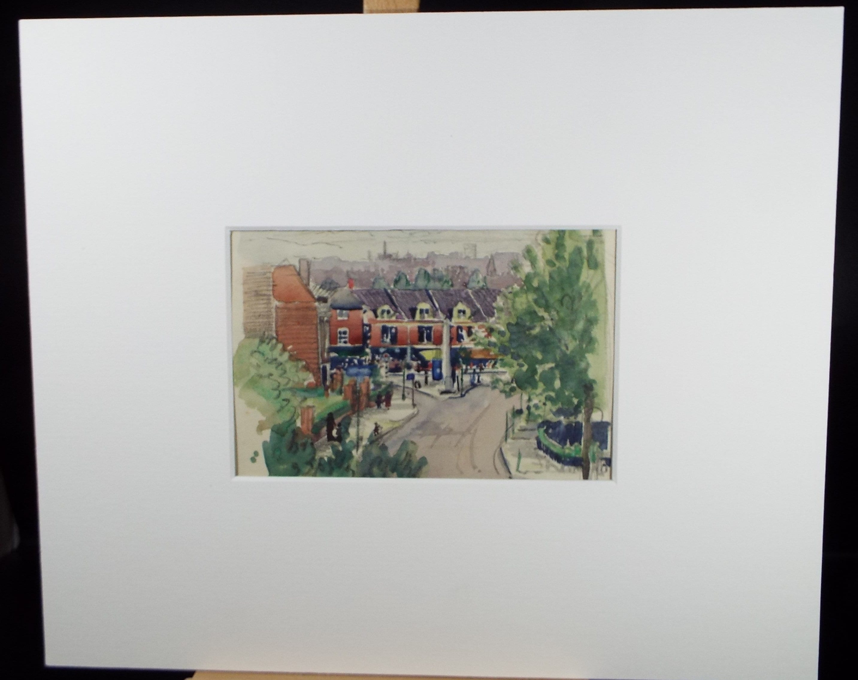 Original Watercolour Sketch,'Sheen High Street', Hilda Burford (1887-1957)