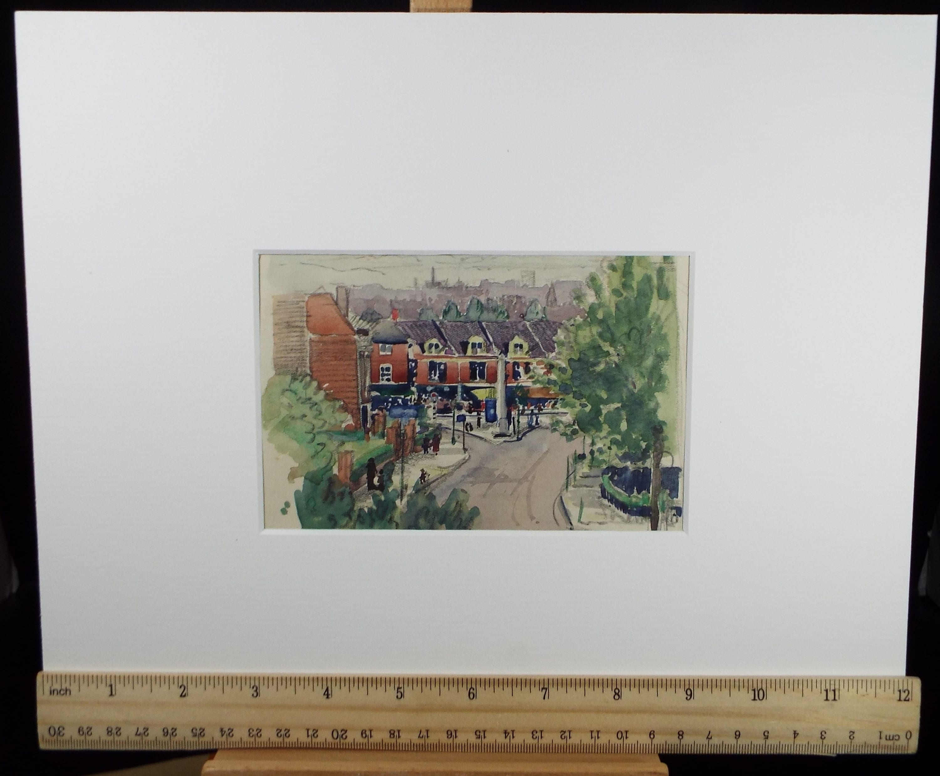 Original Watercolour Sketch,'Sheen High Street', Hilda Burford (1887-1957)