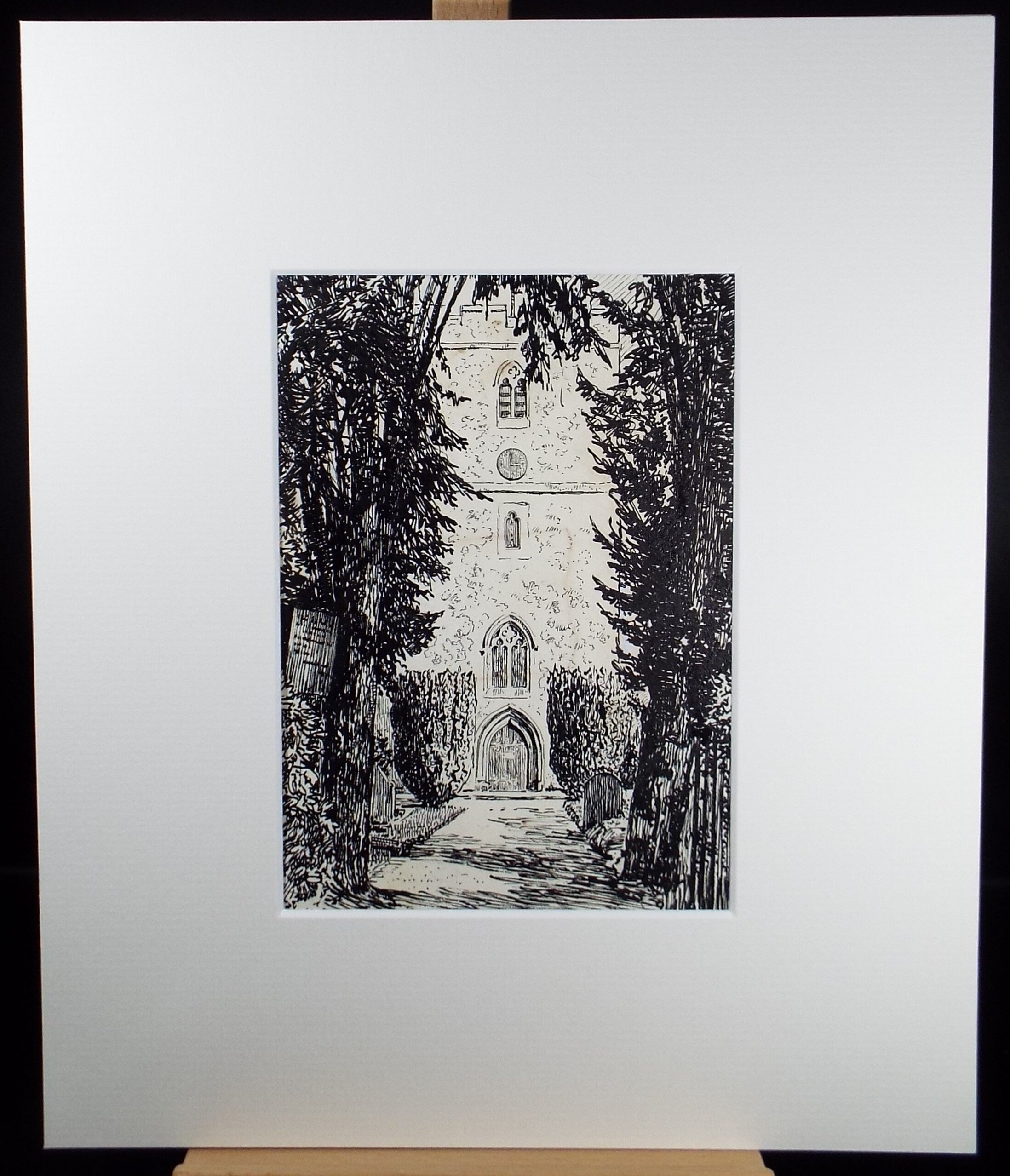 Original Pen & Ink Sketch,'Church Study, Hilda Burford (1887-1957)