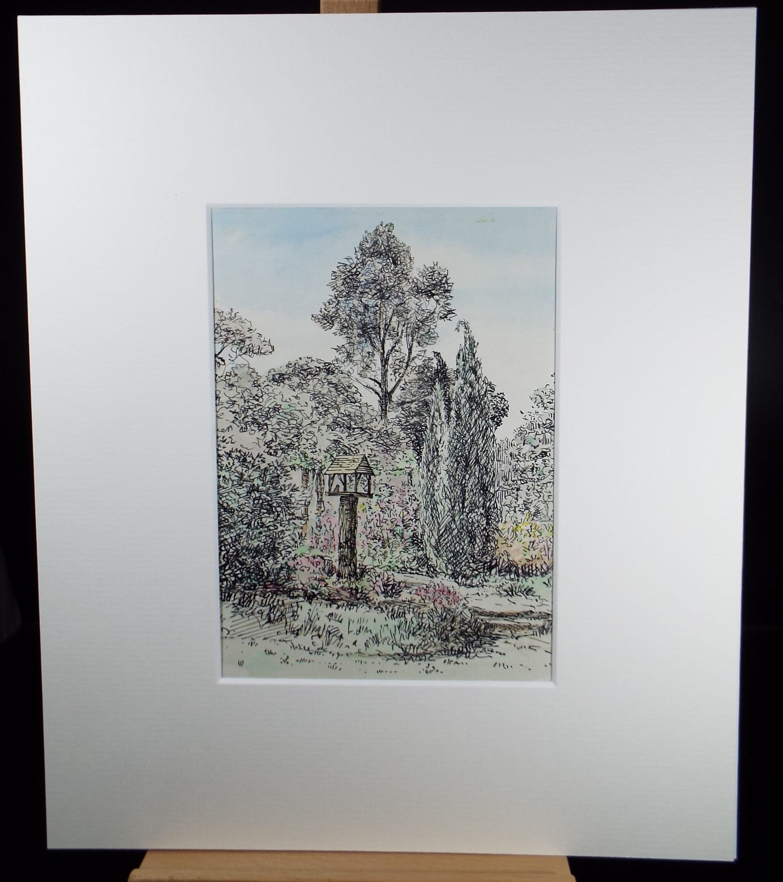 Original Pen & Ink Sketch,'Garden from Loggia, Westwood', dated 1949, Hilda Burford (1887-1957)