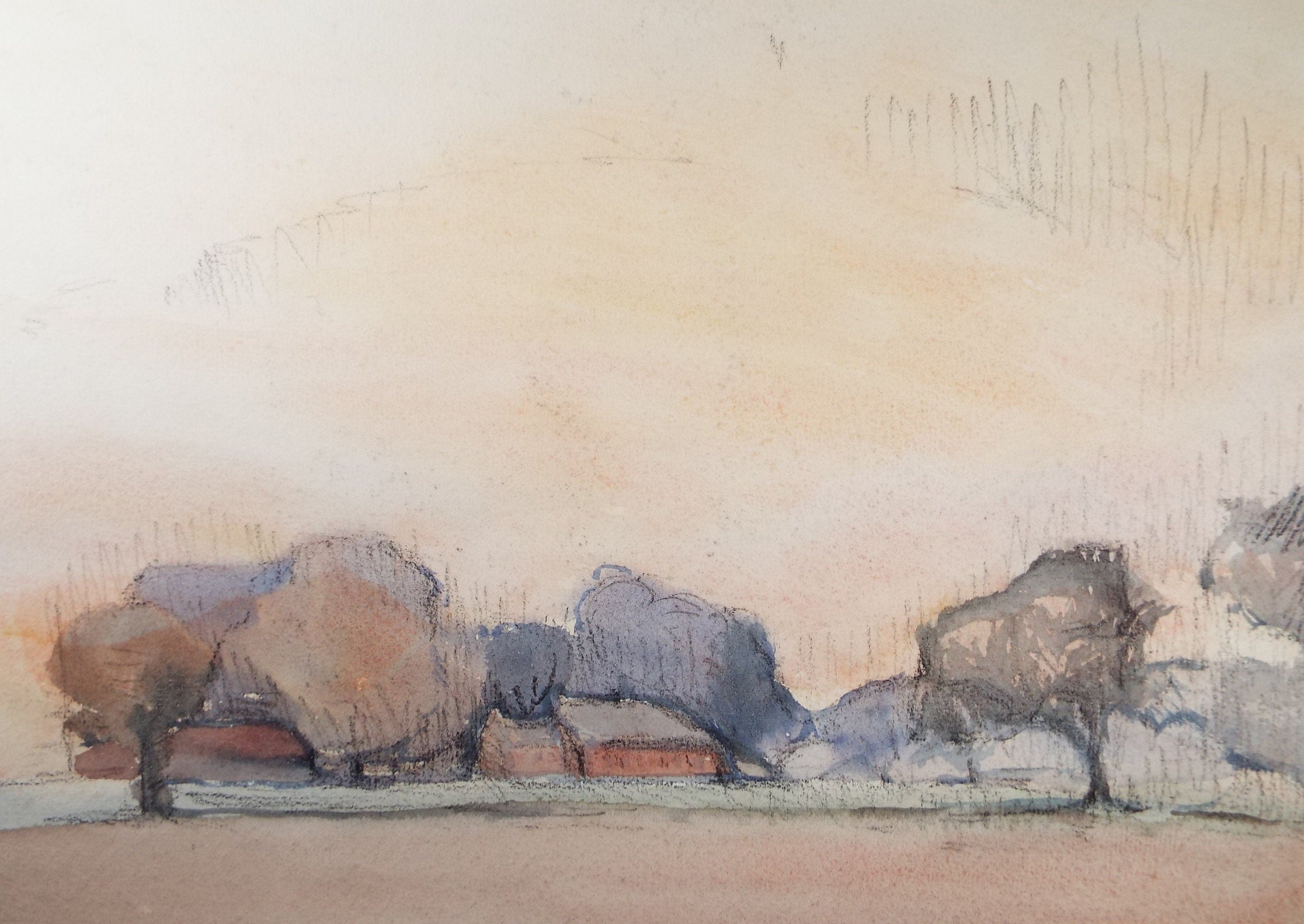 Original Pastel Drawing 'Park Landscape', circa 1990, Mariota Bosanquet (1923-2022)